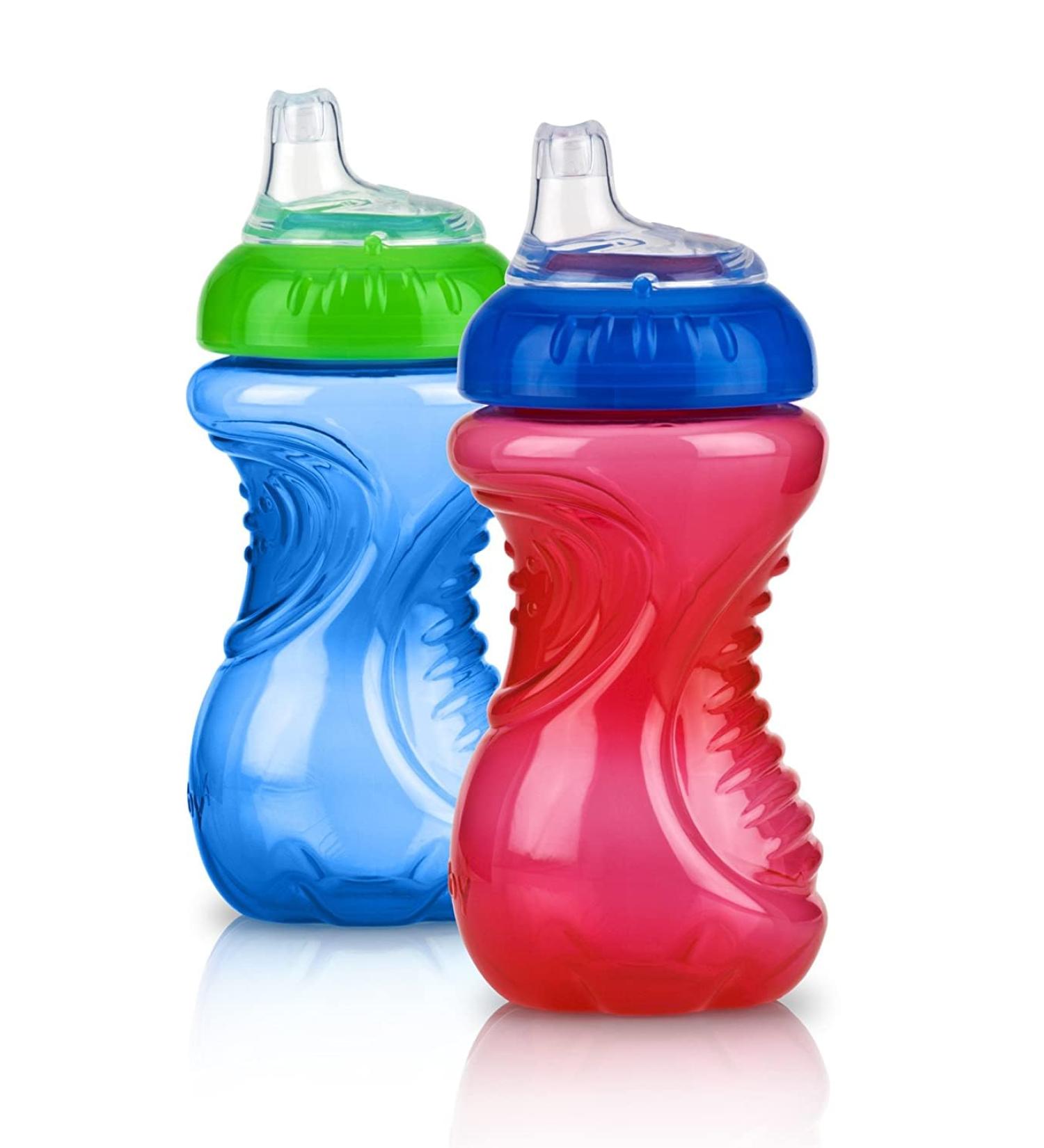 Nuby 10 oz No Spill Easy Grip Trainer Cup - Blue/Red (2 Count) | Leak-Proof Design | BPA-Free | Toddler Sippy Cup - Buy Online on GoSupps.com