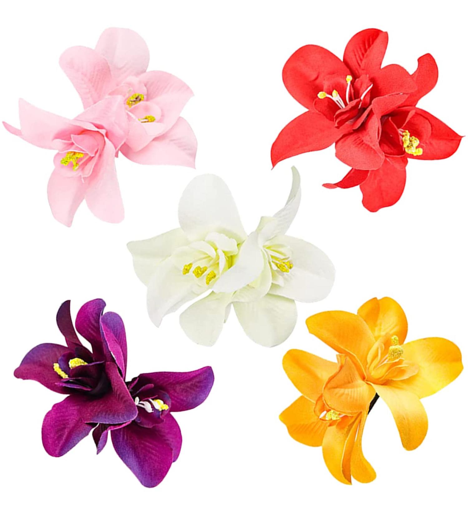 ANRONCH Bohemian Flower Hair Clip Set - 5 Colors Hawaiian Hibiscus Plumeria Hairpin for Women, Girls, and Kids - Perfect for Seaside Holiday and Bridal Hair Accessories - Buy Online on GoSupps.com