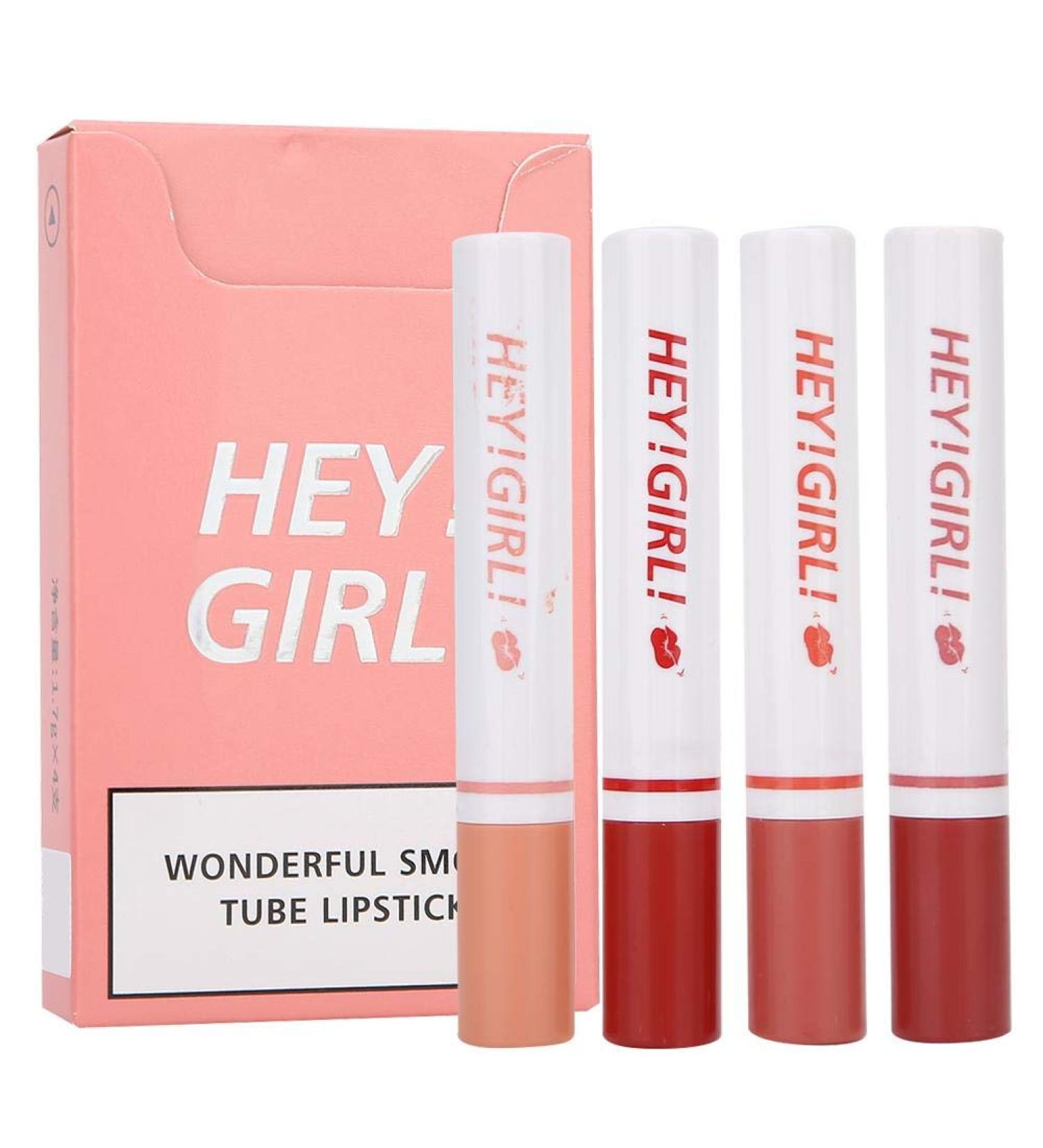 4pcs/set Cigarette Shape Lipstick Set Matte Long Lasting No Fading Lip Makeup Cosmetic Lips Fuller Makeup Set Kit Long Lasting Waterproof - Buy Online on GoSupps.com