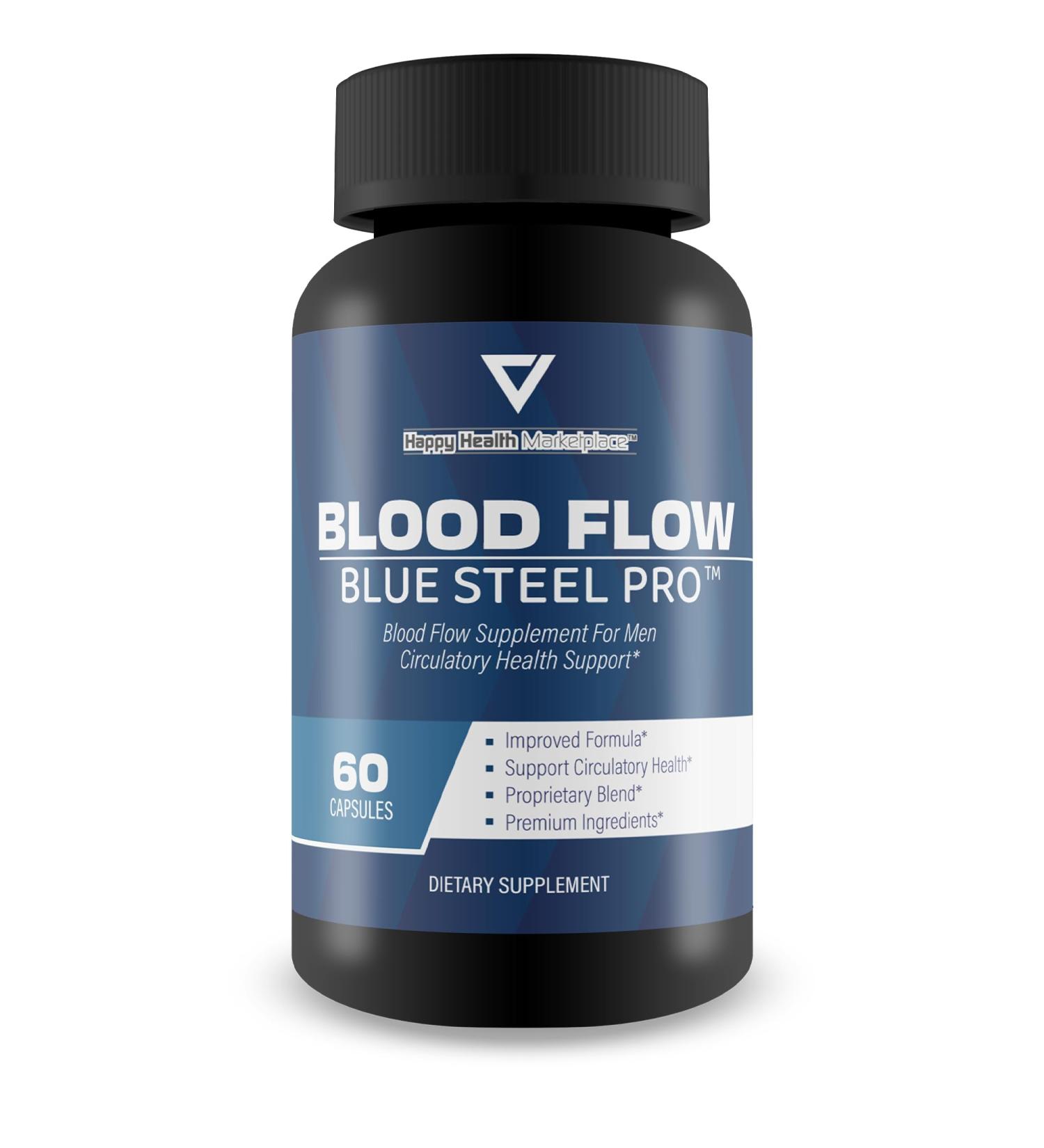 Blood Flow Blue Steel Pro - Our Best Blood Flow Capsules - Healthy Blood Flow Supplement Powder Capsules - Whole Body Blood Flow Support - Blood Circulation Supplements for Men Circulation Support - Buy Online on GoSupps.com