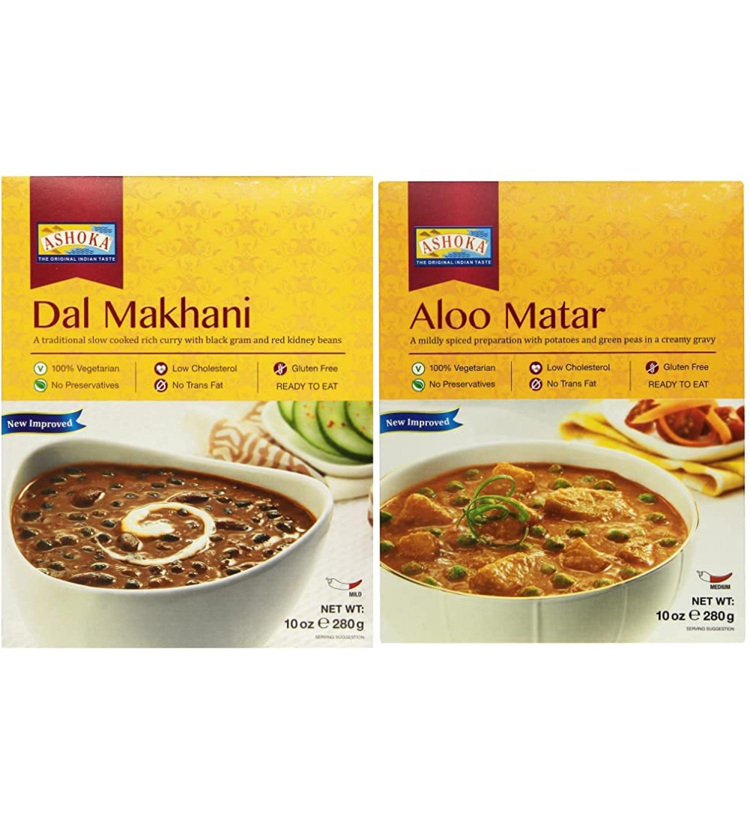 Ashoka Delhi Dal Makhani & Aloo Matar Ready Meal Bundle - 6 Pack (280g Each) | Authentic Indian Cuisine Delivered Worldwide - Buy Online on GoSupps.com