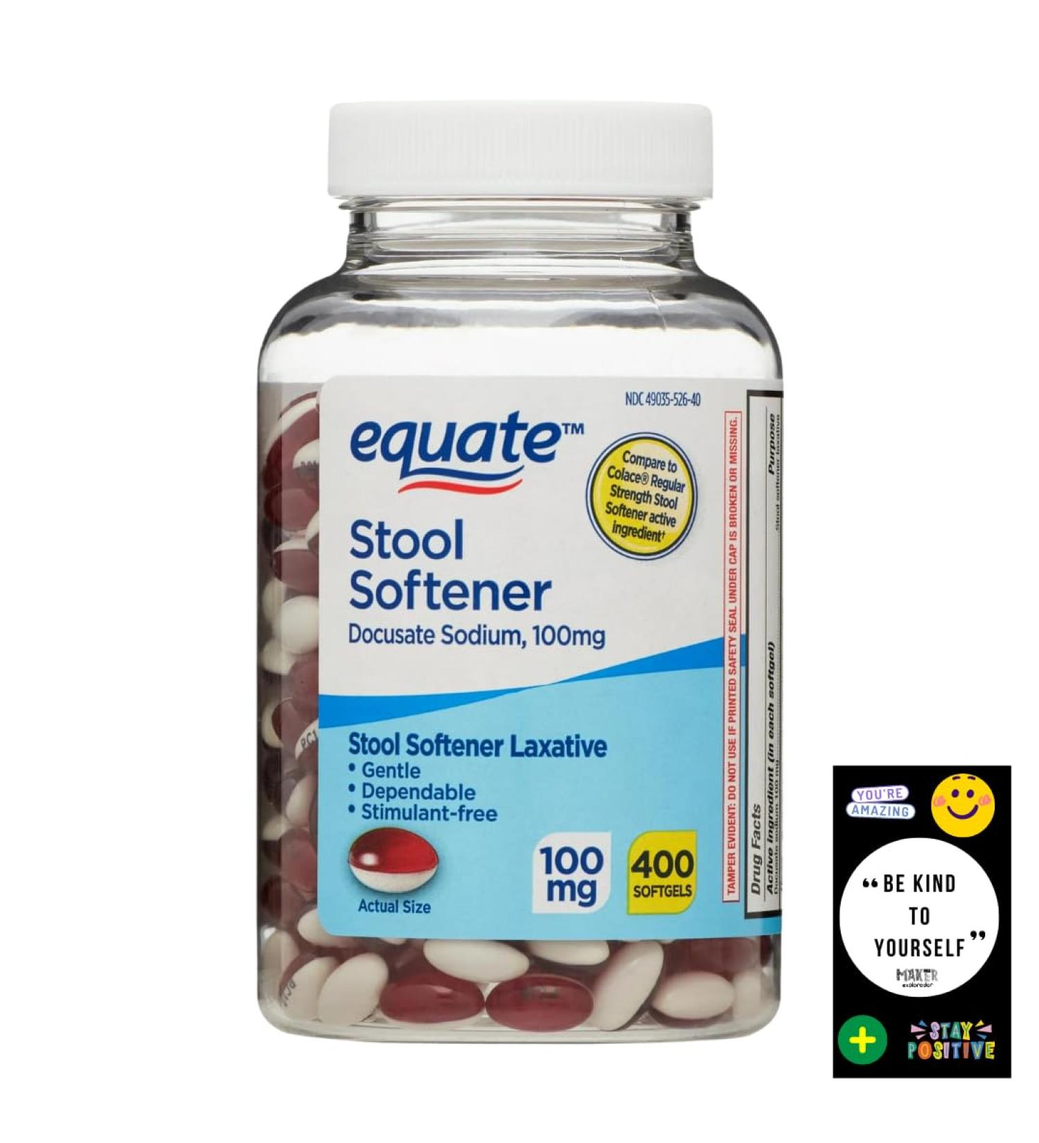 Equate Stool Softener Laxative Softgels 100 mg 400 Count and. Card Gift of Maker Explorador Private Label