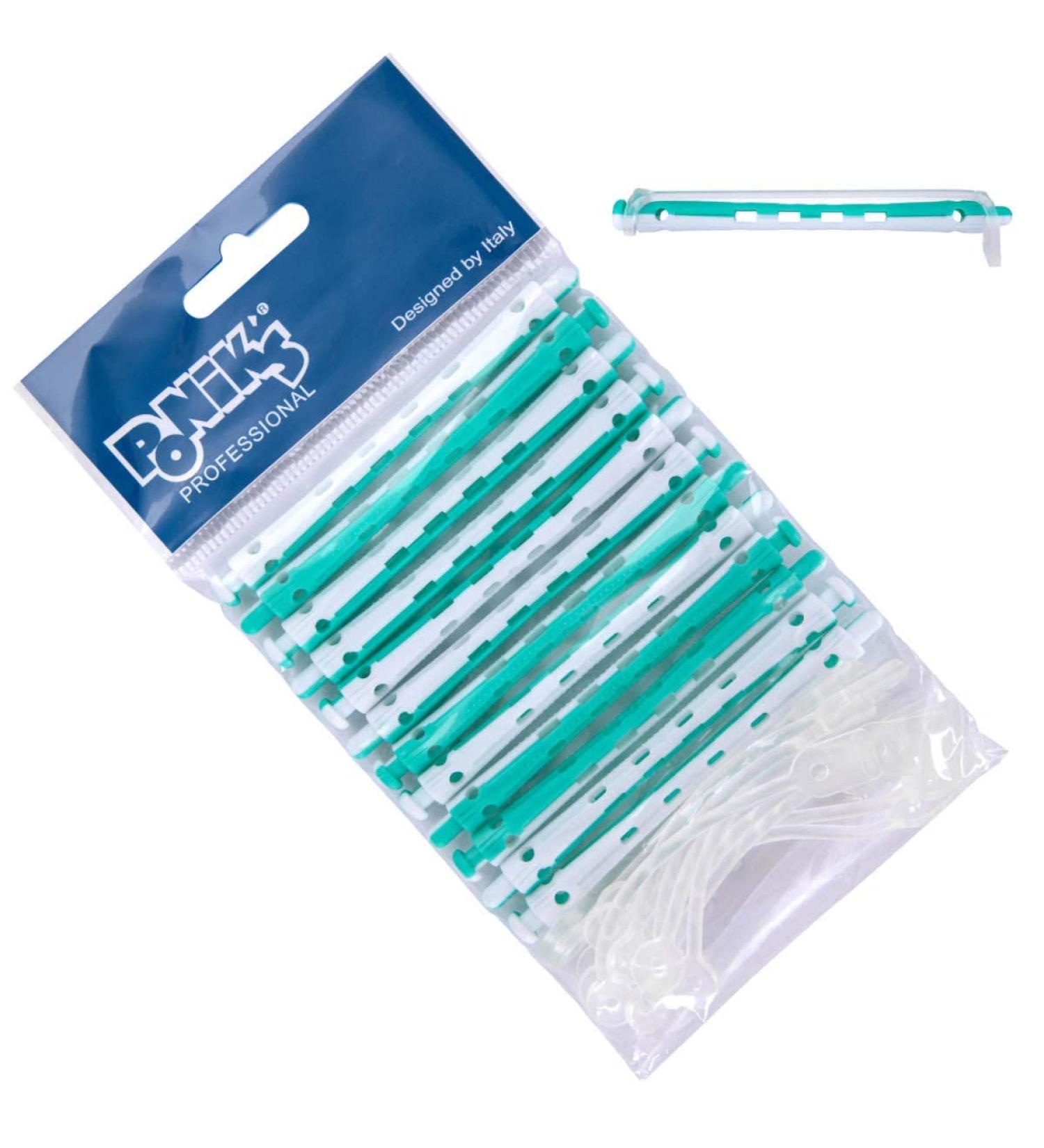 Poniks Constant Waves Wickler - Small Cold Wash Curlers for Permanent Waves | 6mm 12 Pieces Turquoise & White - Buy Online on GoSupps.com