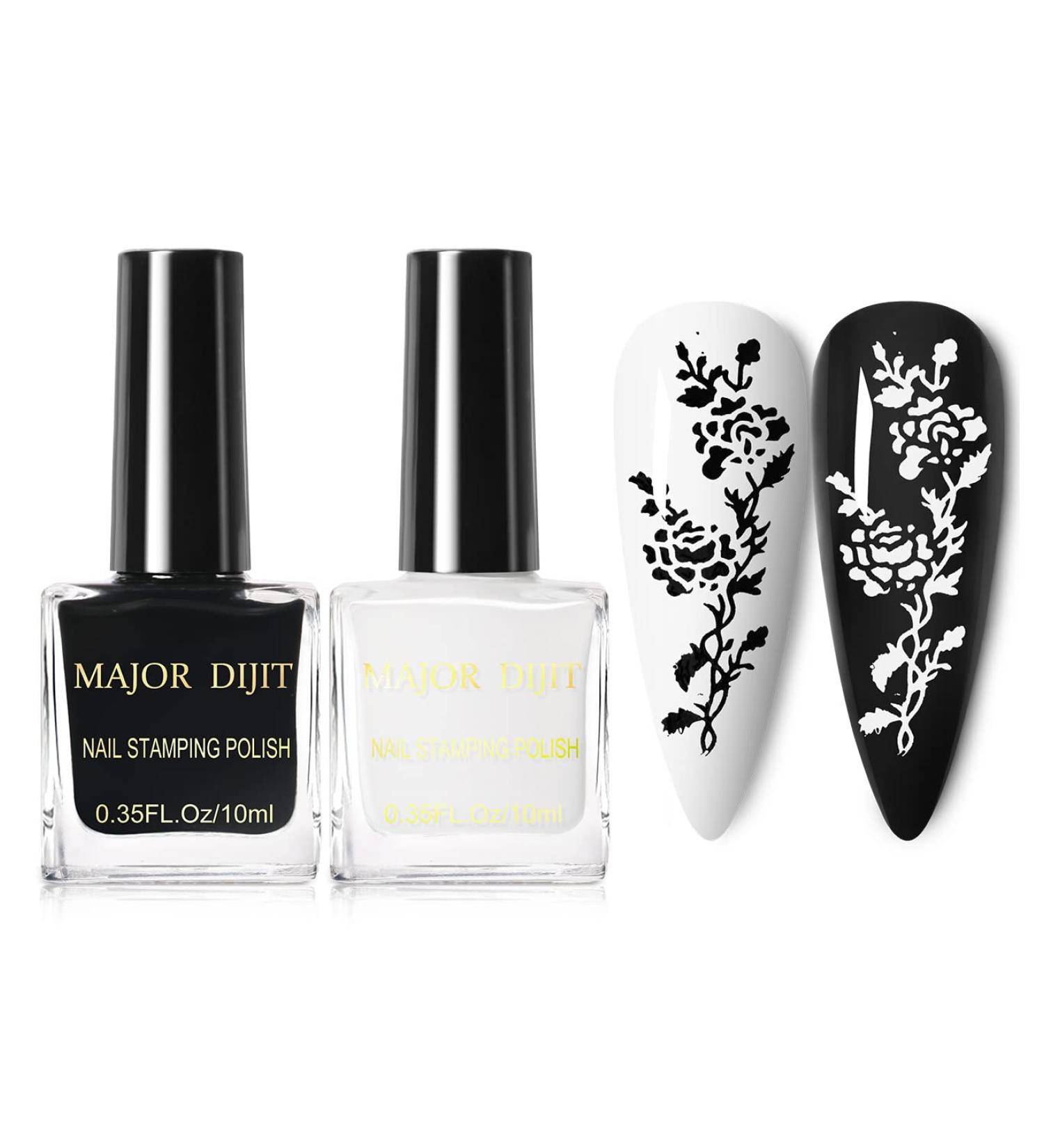 Dijit Stamping Nail Polish Set - Black/White Quick Dry Nail Art Print - Buy Online on GoSupps.com