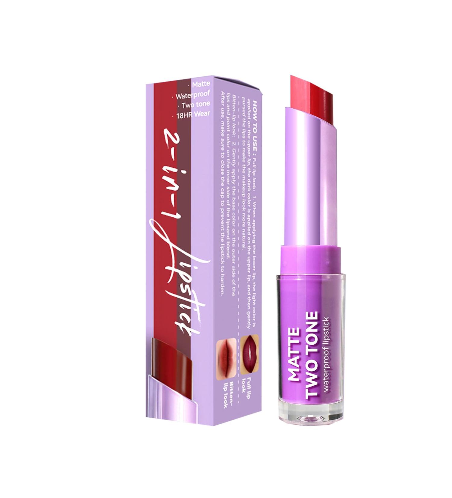 SLYHHZHMY 2in1 Two Tone lipstick shimmering matte lip color nourishes and hydrates for a long time 4 - Buy Online on GoSupps.com