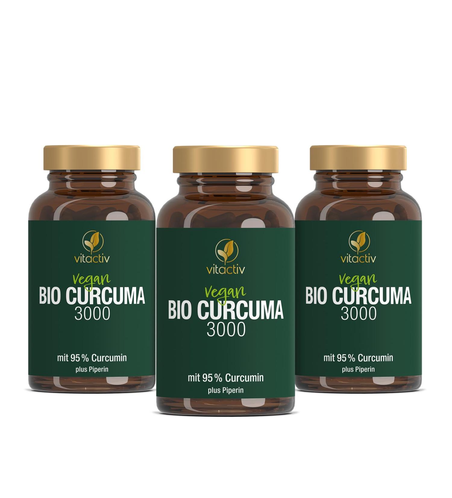 Vitaciv Organic Curcuma 3000 - High Dose Turmeric Curcumin Extract 95% - Vegan 180 Capsules (3 Pack) | Enhanced Bioavailability with Piperine | No Magnesium Stearate - Buy Online on GoSupps.com