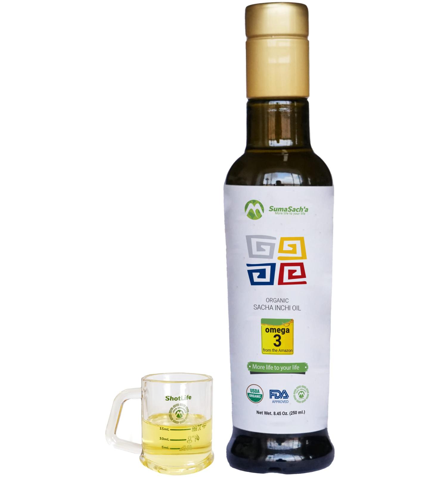 SumaSach'a Organic Sacha Inchi Oil 8.45 oz - High Omega 3, Cold-Pressed & 100% Natural - Buy Online on GoSupps.com