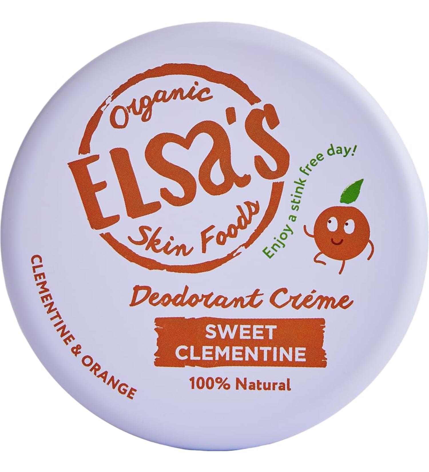  Elsa's Organic Skin Foods Natural Deodorant Cream - Sweet Clementine - Aluminum-Free - Sodium Bicarbonate-Free - 24 Hour Protection - Plastic-Free - Buy Online on GoSupps.com