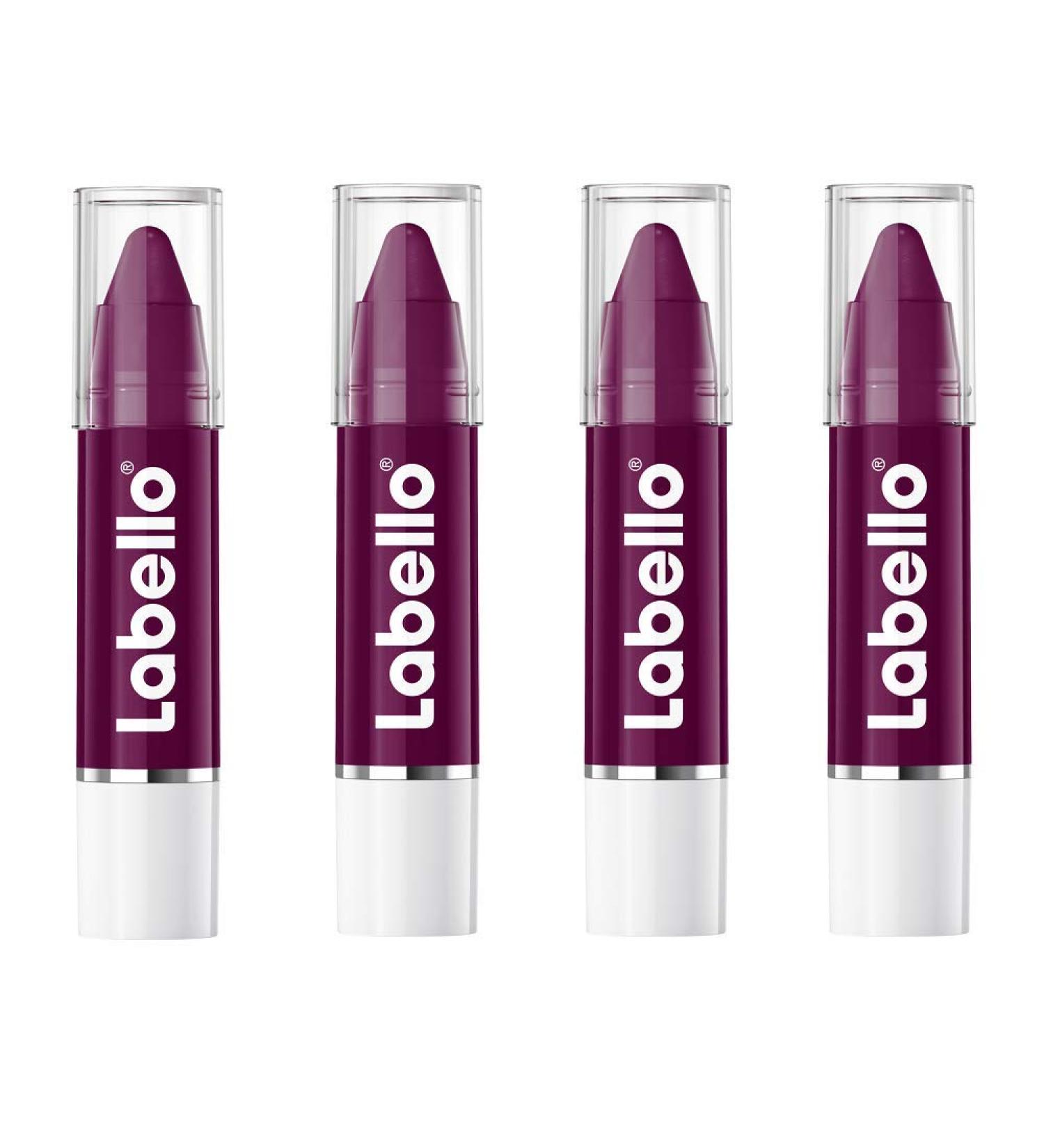 Beiersdorf LABELLO Crayon Black Cherry Lipstick 4 pieces lip balm for color and moisture enriched with natural oils color burgundy - Buy Online on GoSupps.com