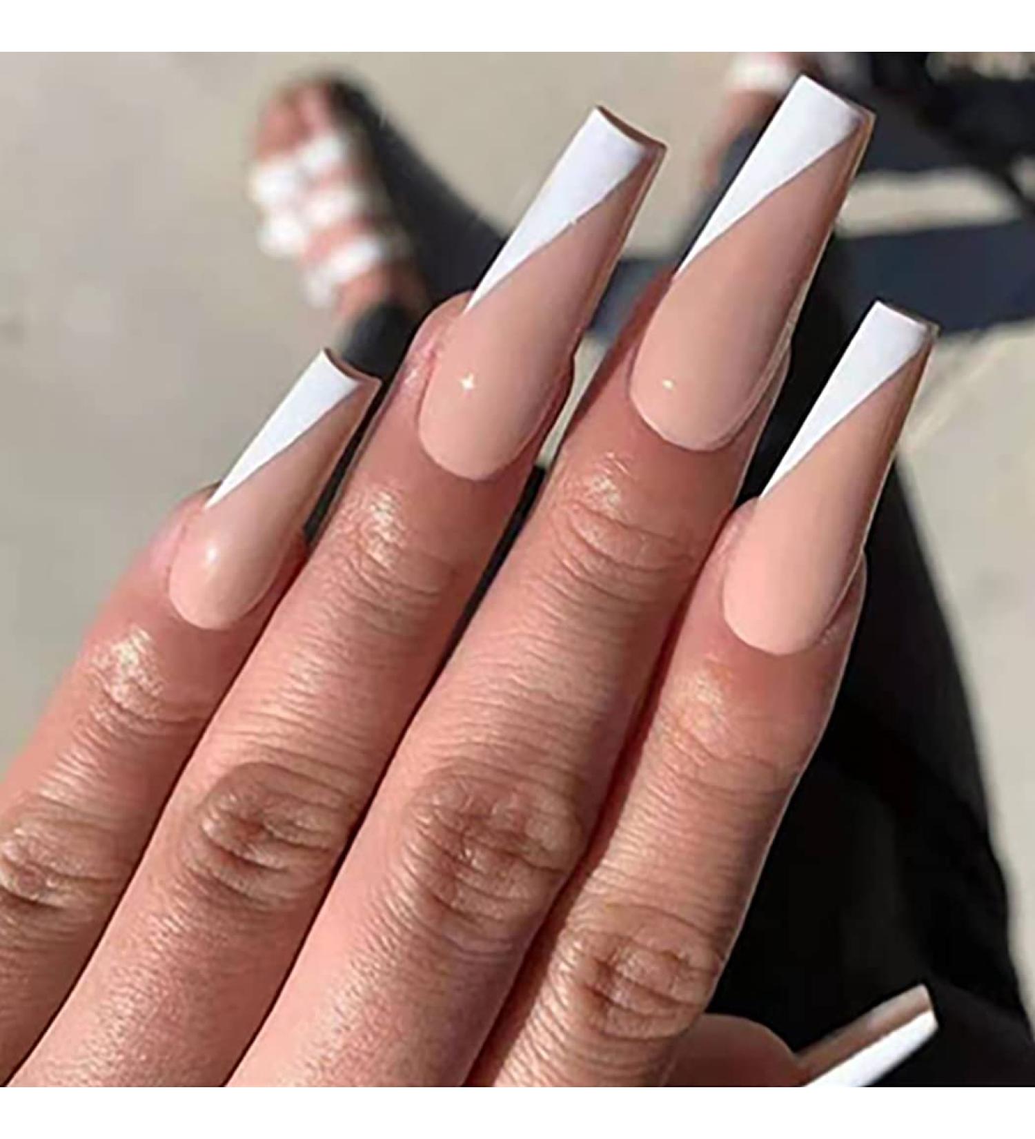 Brishow French Ballerina Acrylic Press-On Nails - Long Full Cover 24pcs for Women & Girls | International Shipping Available - Buy Online on GoSupps.com
