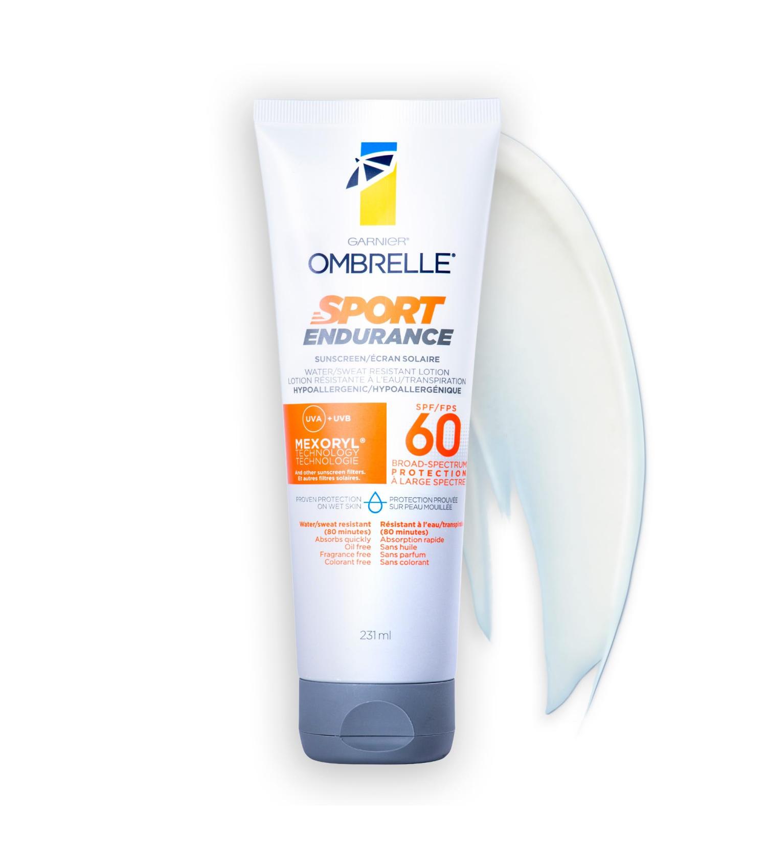 GARNIER Ombrelle Sport Sunscreen Lotion SPF 60 - Water & Sweat Resistant Fast Drying Hypoallergenic - 231mL - Buy Online on GoSupps.com
