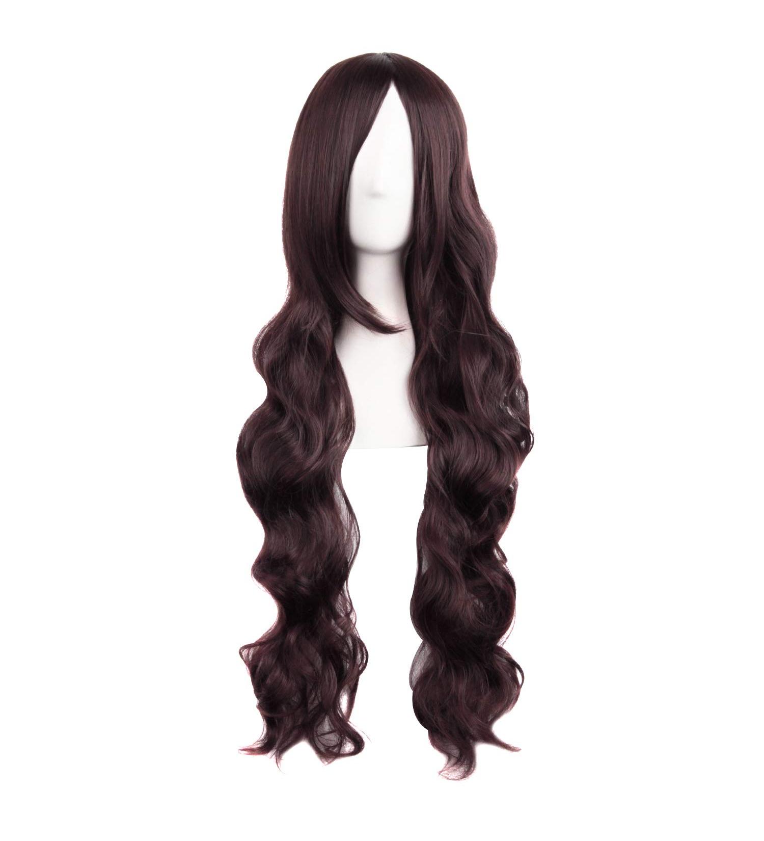 MapofBeauty 31/80cm Dark Brown Long Curly Anime Wig | Glamorous Female Hair | International Shipping - Buy Online on GoSupps.com