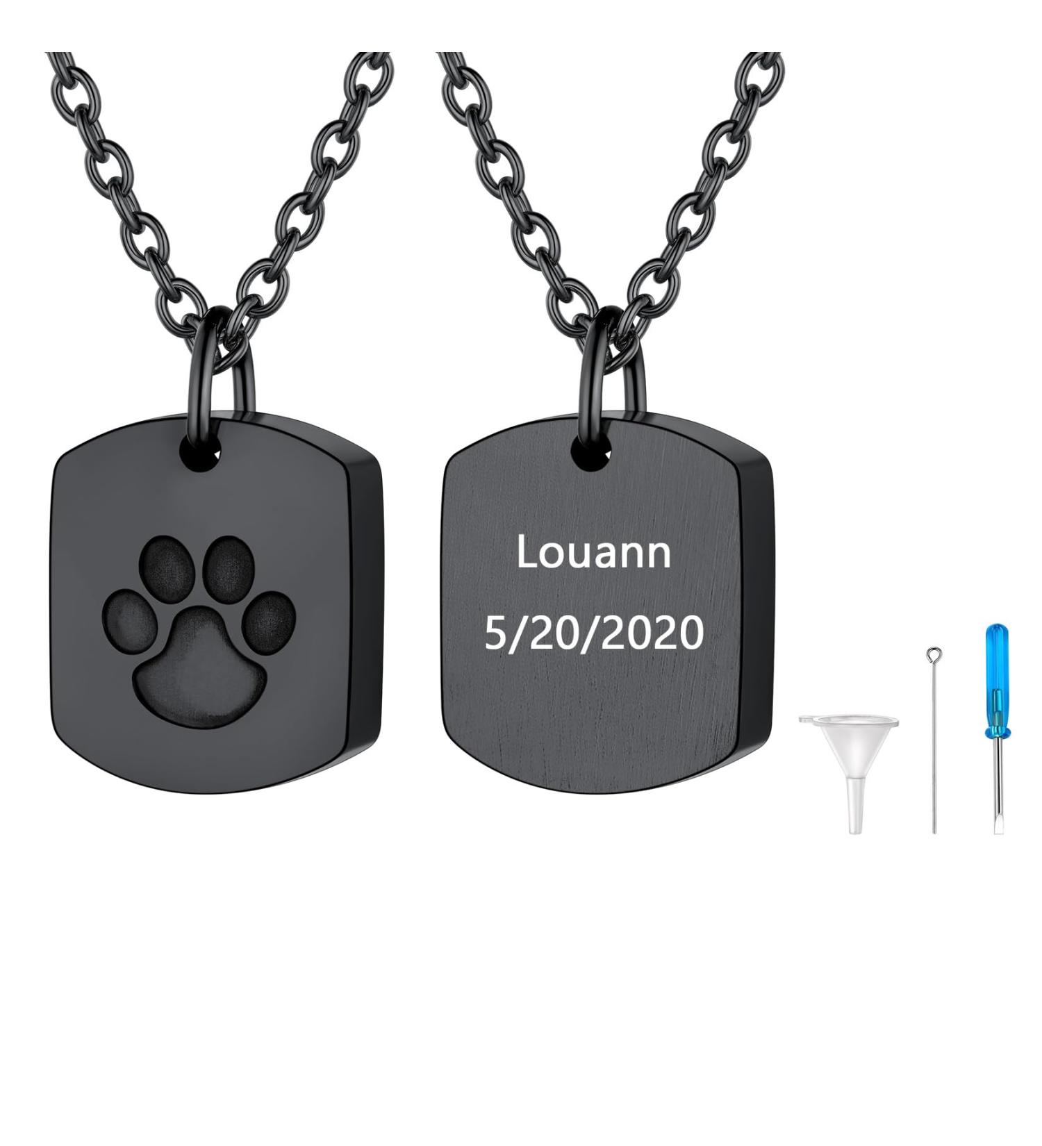 U7 Women Cremation Urn Necklace - Cycle of Life Celtic Knot Dog Feet Wings Crucifix Stainless Steel Cylinder Pendant - Men's Fire Burial Jewelry - Buy Online on GoSupps.com