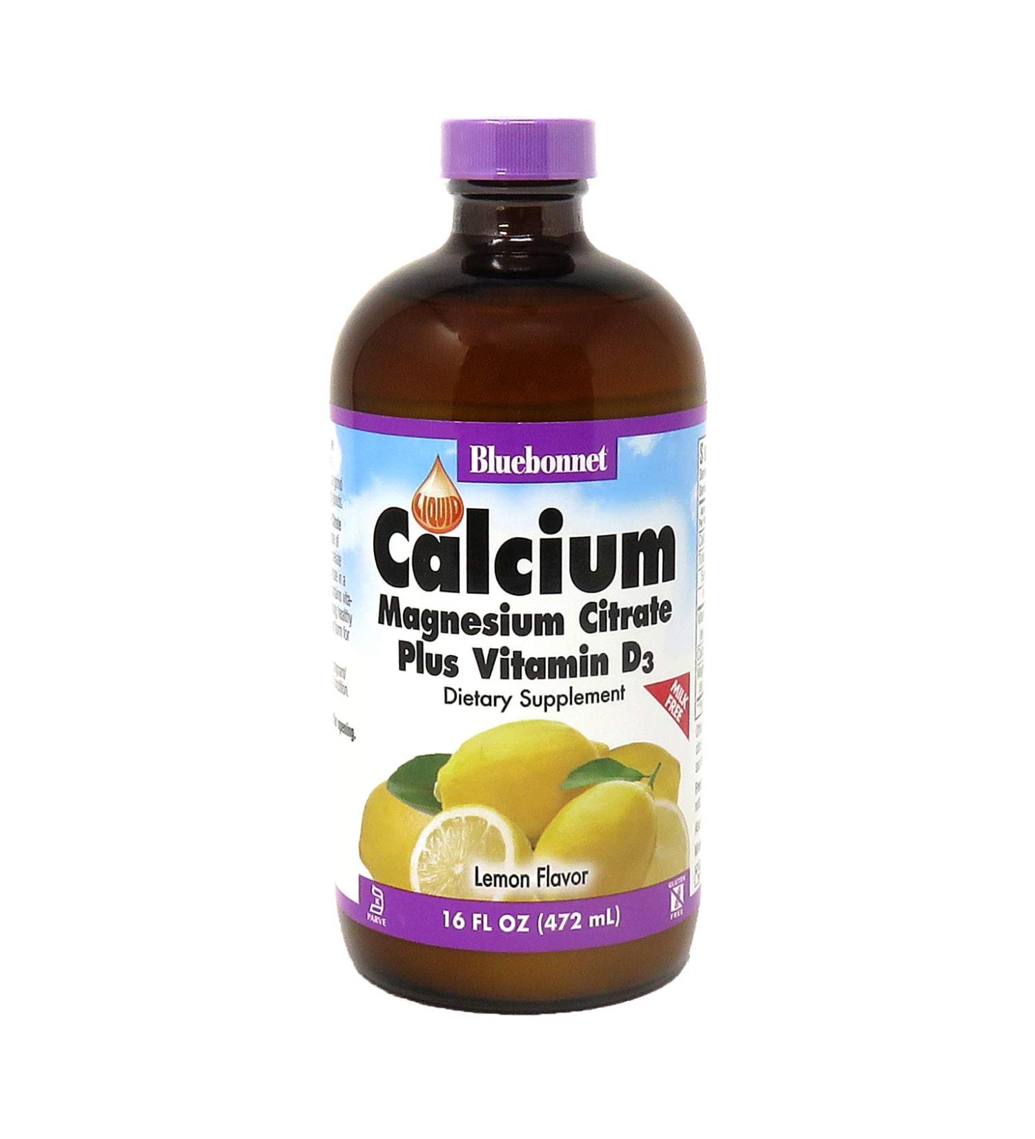 Bluebonnet Liquid Calcium Magnesium Citrate + D3 - Natural Lemon Flavor, 16 fl oz - Buy Online on GoSupps.com
