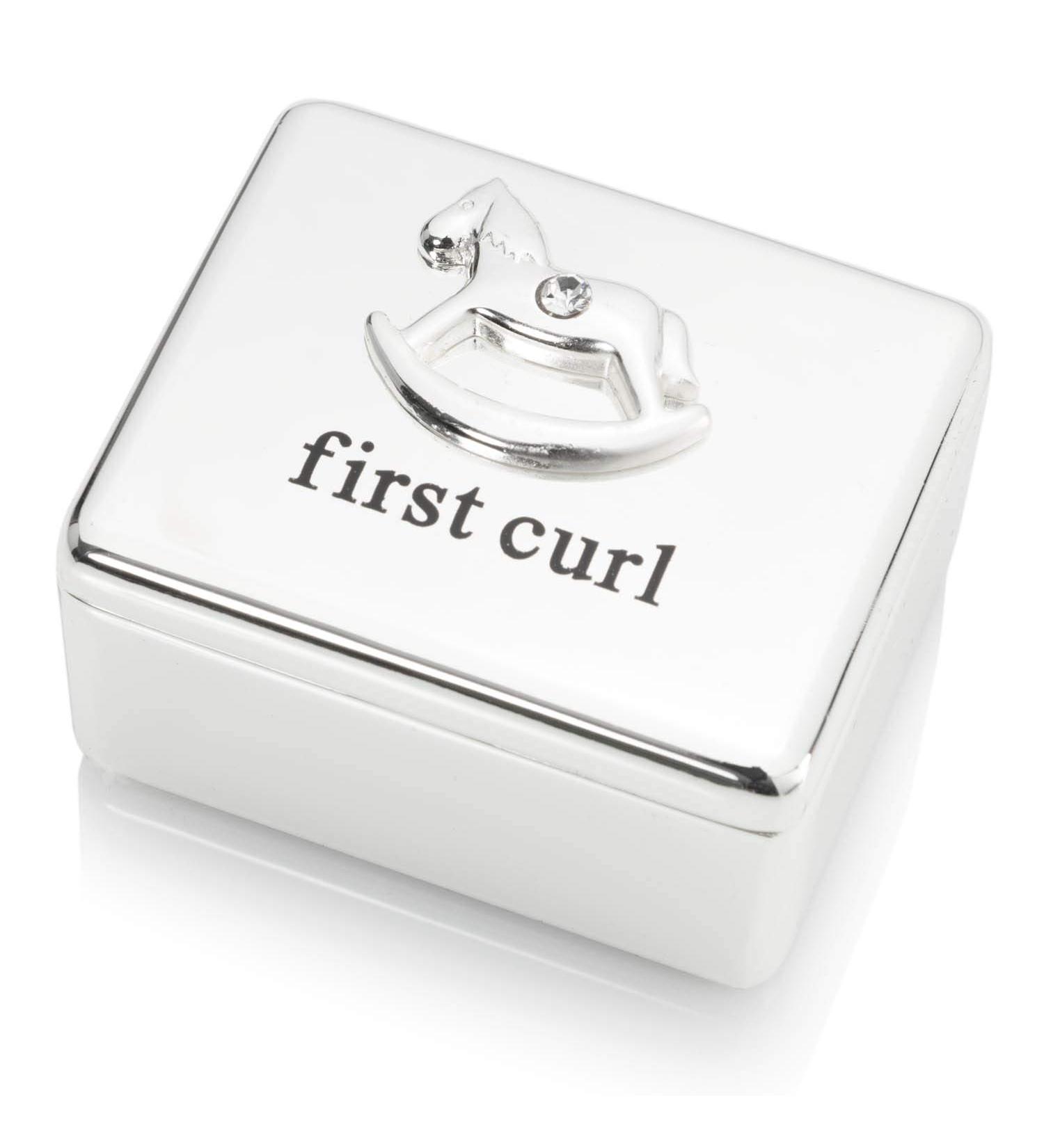 Personalized Silver Plated Rocking Horse First Curl Box | Custom Engraved Keepsake - Buy Online on GoSupps.com