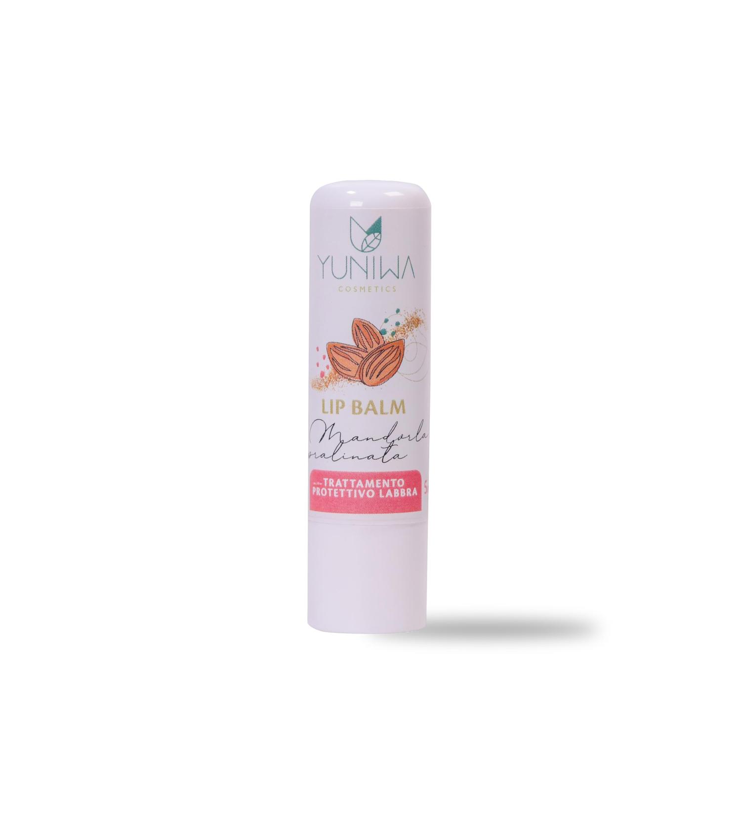 Yuniwa Protective Lip Balm - Praline Almond - Protective and Nourishing - With Natural Oils and Butters - Safe Food Flavoring - Moisturizes without Grease - 5 ml