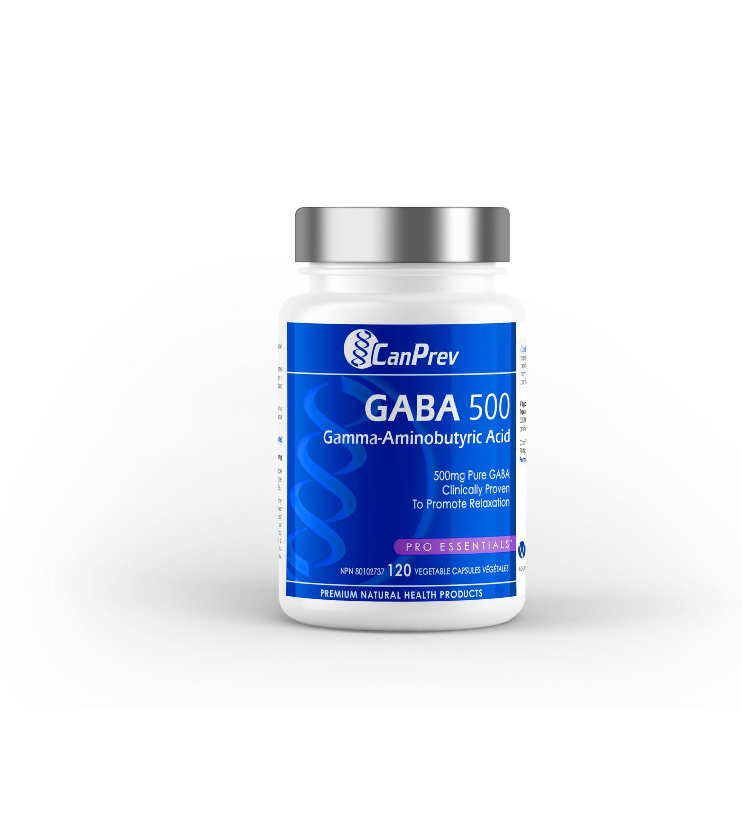 CanPrev GABA 500mg | 120 v-caps | Gamma-Aminobutyric Acid 500mg Pure Gaba | Promotes Relaxation | Premium Natural Health Products | Made in Canada - Buy Online on GoSupps.com