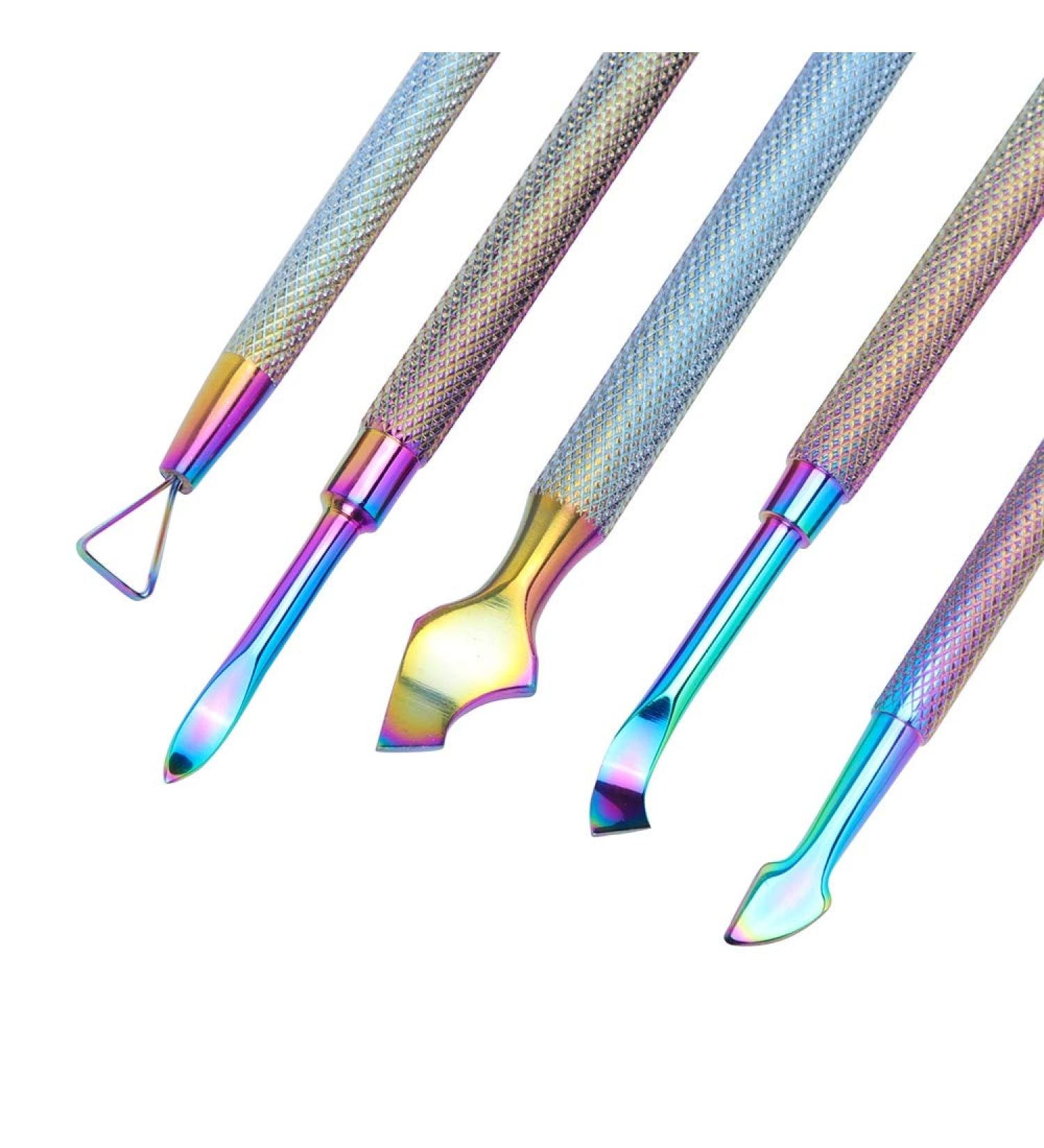 5pcs Nail Art Tools Pusher Remover Chameleon Double Sides Stainless Steel Dead Skin Stick Rod Manicure Care Tool Set JIGT01-05 - Buy Online on GoSupps.com