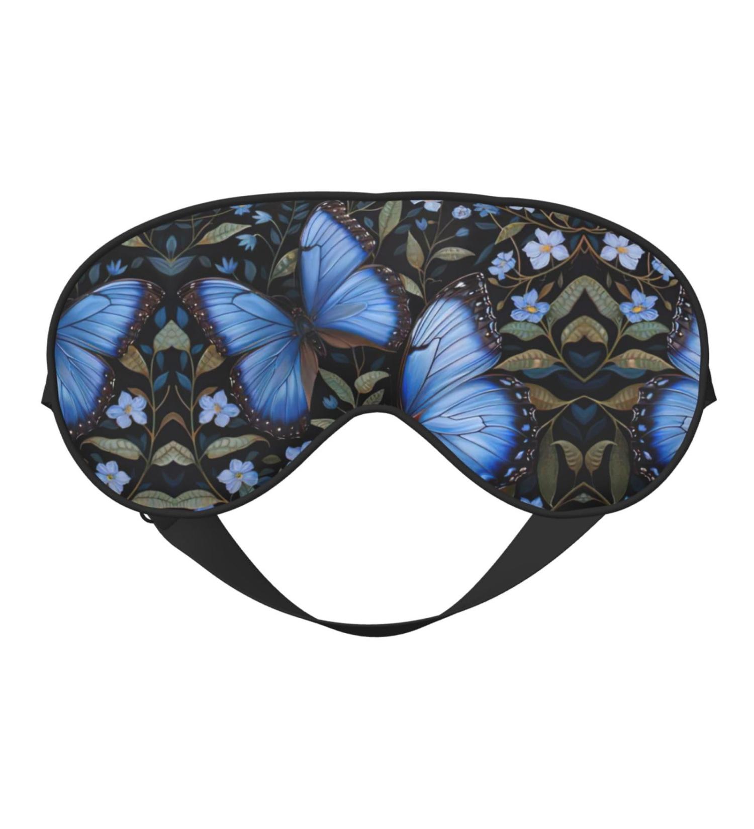 SSIMOO Blue Butterflies Sleep Mask - Adjustable Breathable & Fashionable Eye Mask for Comfortable Sleep - International Shipping Available - Buy Online on GoSupps.com