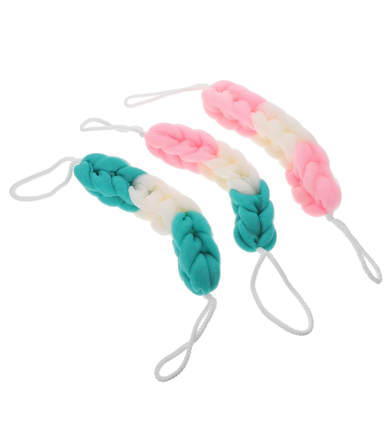 3pcs Long Shower Mesh Pouf Set | Soft Bath Sponge Balls for Luxurious Cleaning - Buy Online on GoSupps.com