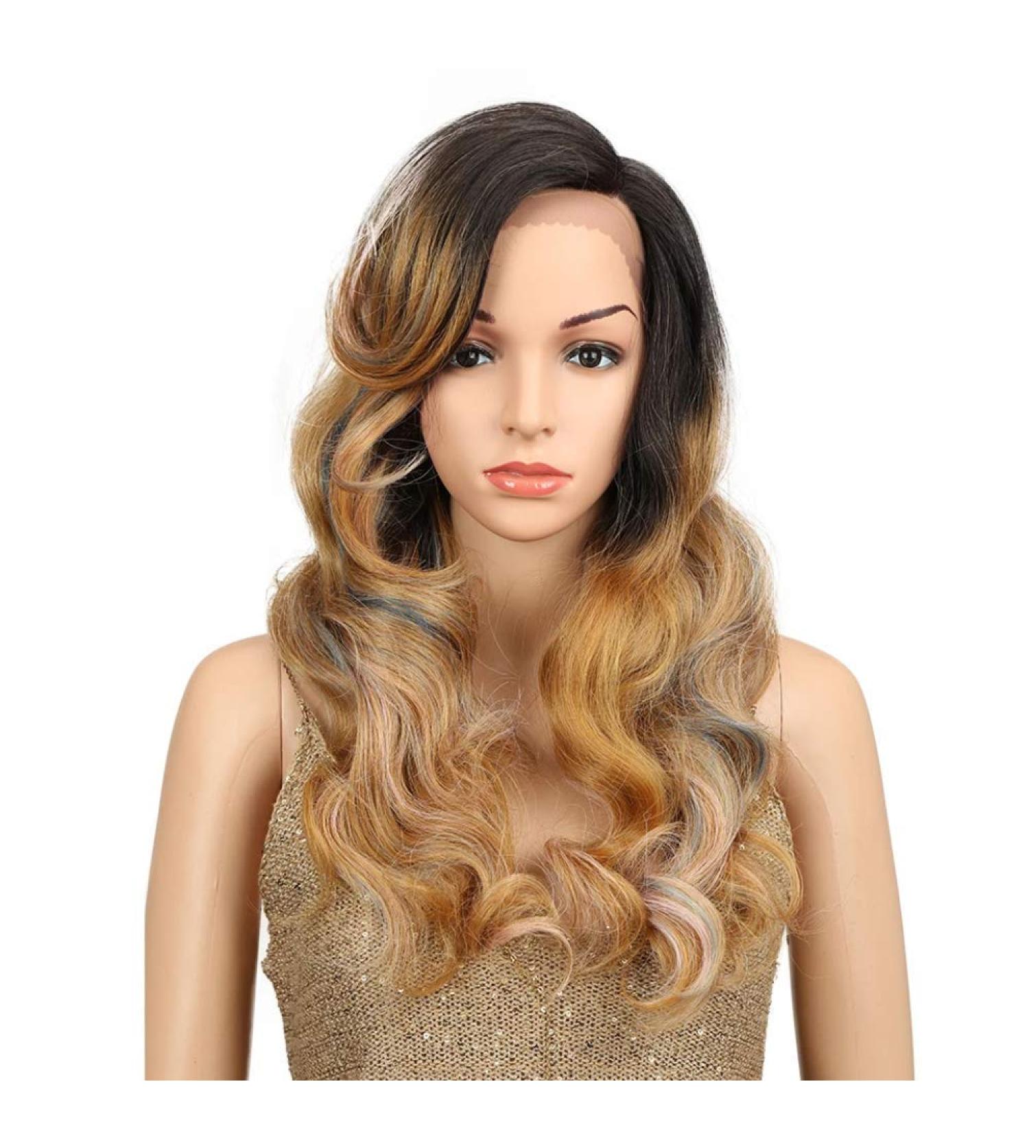 SHIYID Miracle Heat Resistant Synthetic Wigs For Women Natural Long Wavy Wig With Hair Black To Brown Heavy Density