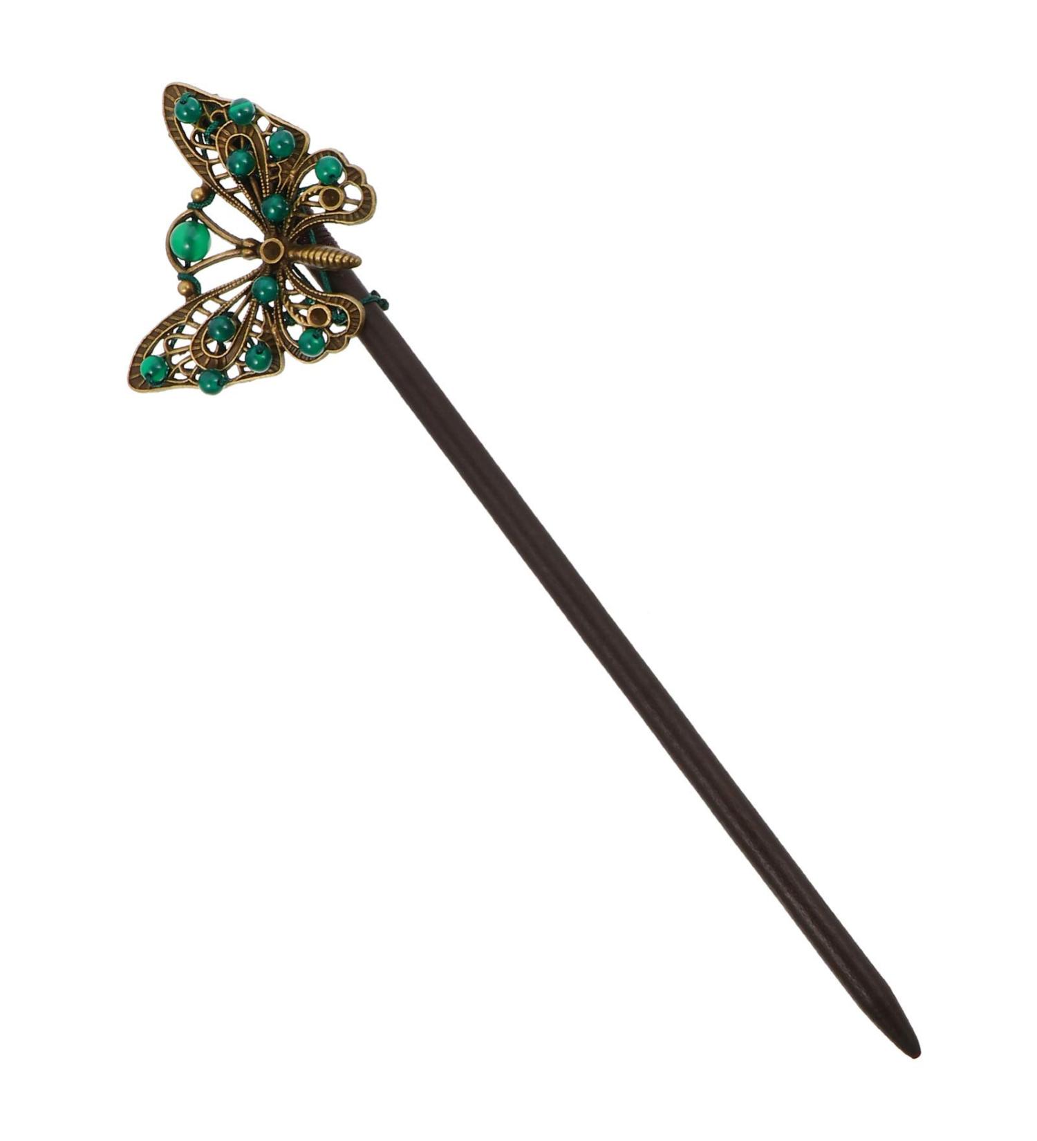 Lurrose Wooden Butterfly Hair Stick | Ethnic Chinese Bridal Hairpin | Wedding Hair Accessories for Women - Buy Online on GoSupps.com