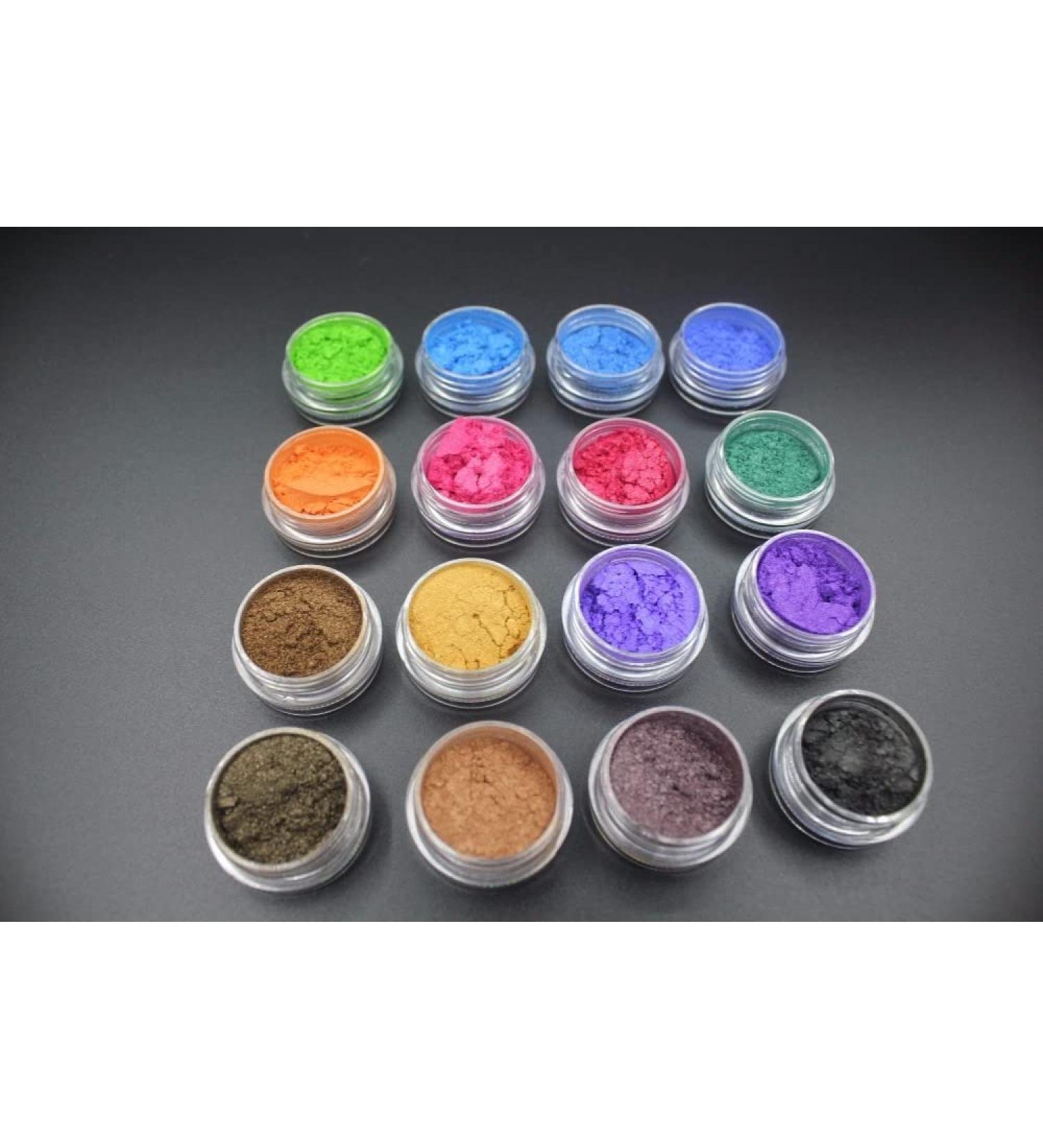 16pcs Mica Pigment Powder Eye Shadow Set Organic Beauty Minerals Vegan All Natural Hand Crafted Eyes Lips Nail Art Pigments - Buy Online on GoSupps.com