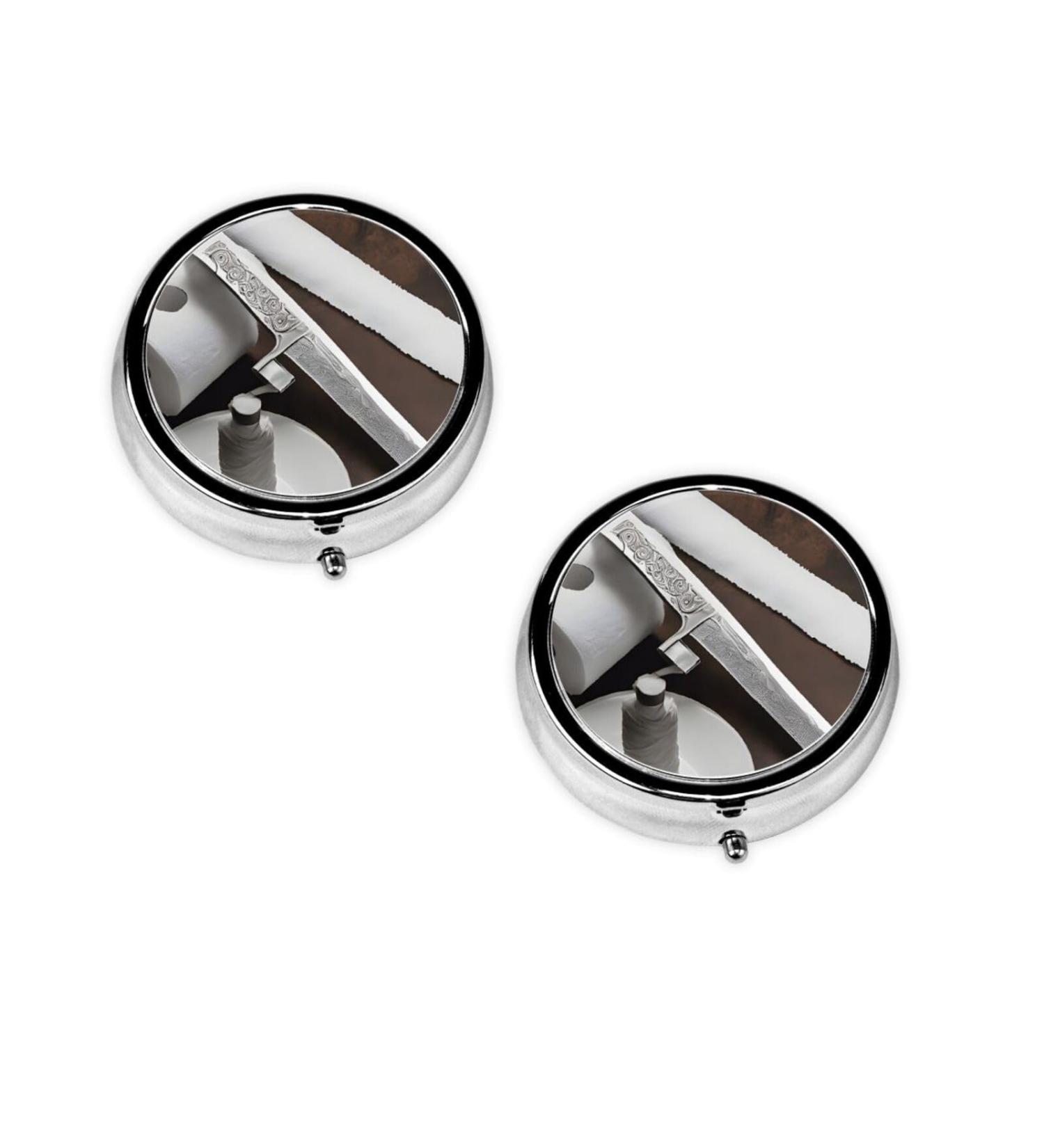 Japan Samurai Sword Mini Round Pill Box | 3 Compartment Travel Organizer | Portable Medicine Case for Home & Office - Buy Online on GoSupps.com