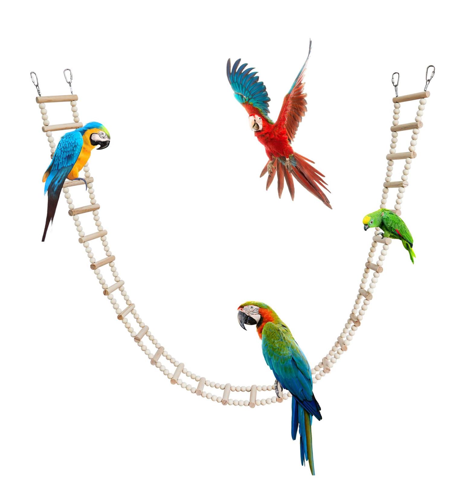 Bird Parrot Ladder Bridge Wooden Bird Climbing Swing Toys Bird Perch Stand Toys Pet Bird Cage Accessories Wood Climbing Ladders for Rats Hamster Squirrel Sugar Gliders Budgie (28 Ladders)(157 CM) 28 Ladders/157 CM - Buy Online on GoSupps.com