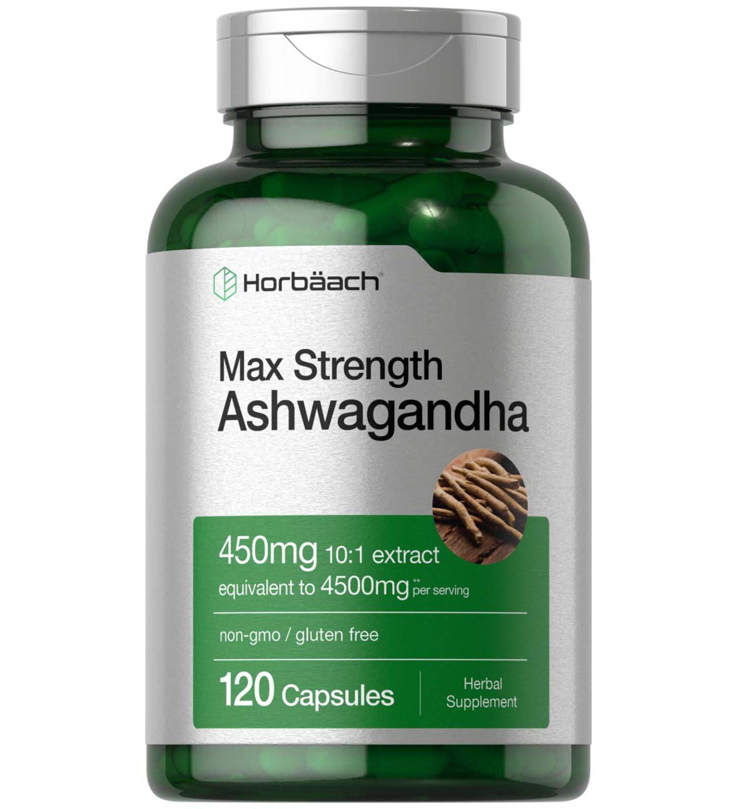 Horb ach Ashwagandha Supplement | Max Strength | 120 Capsules | Non-GMO Gluten Free - Buy Online on GoSupps.com