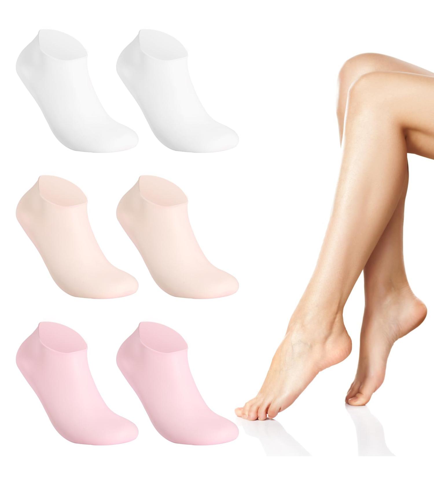 Asilumi 3 Pairs Silicone Socks for Dry Cracked Feet Women Silicone Moisturizing Socks Foot Spa Pedicure Gel Socks for Repairing Dry Feet Foot Care Cracked Heels and Softening Rough Skin - Buy Online on GoSupps.com