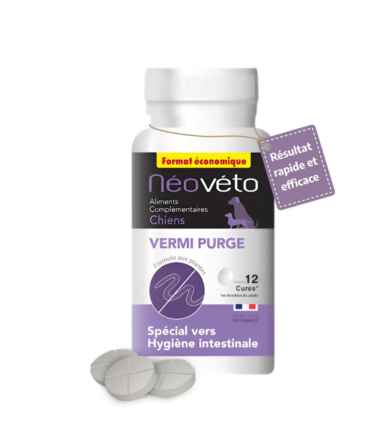 NEOVETO - Vermipurge - Dewormer for Dogs in natural tablets - Active ingredients approved by the French Veterinary Services - Made in France - Easy to administer - 30 appetizing tablets - Buy Online on GoSupps.com