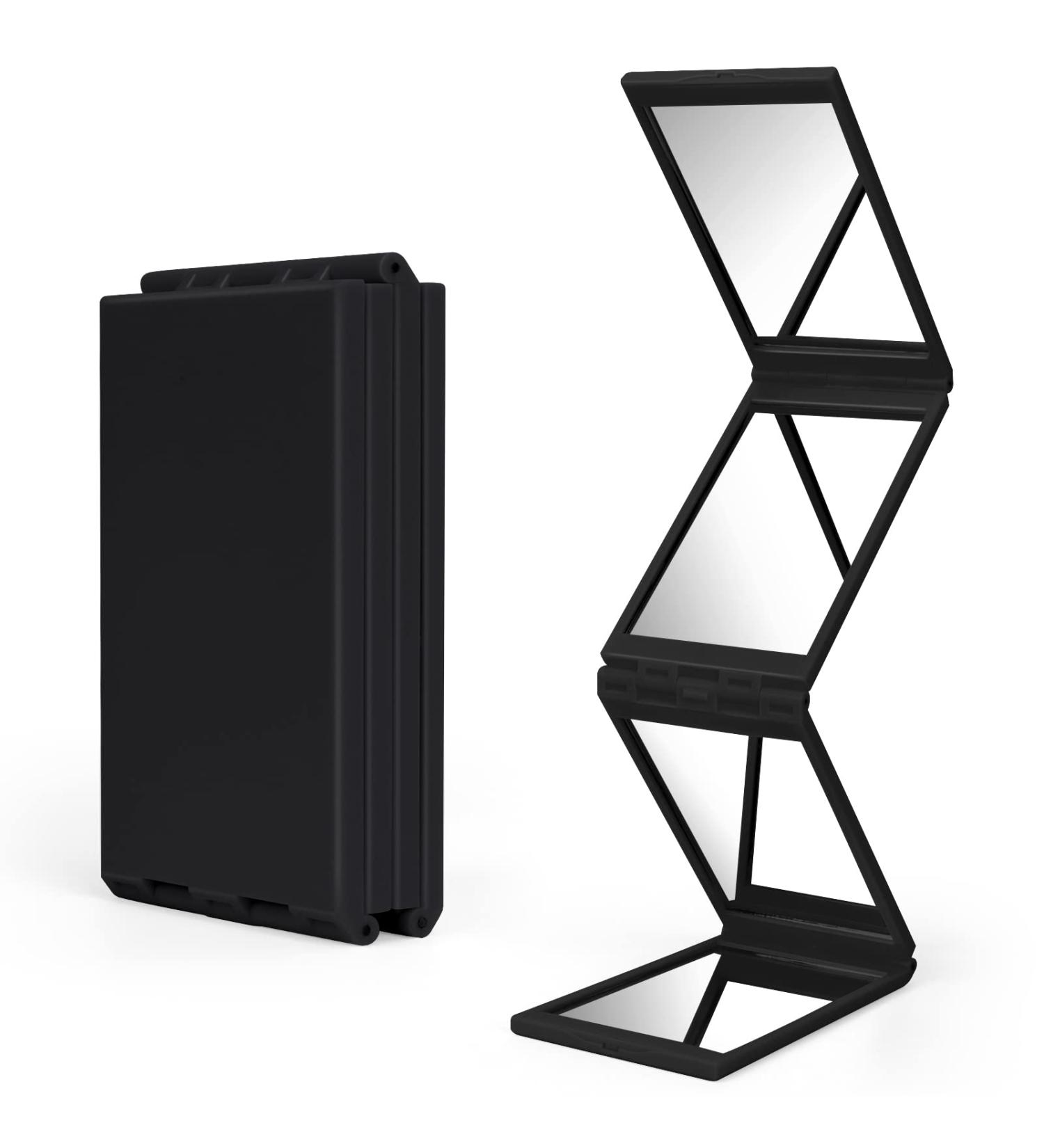 Arqumi Portable 4 Panel Foldable Makeup Mirror for Travel - Multi-Angle Compact Mirror in Black - Buy Online on GoSupps.com