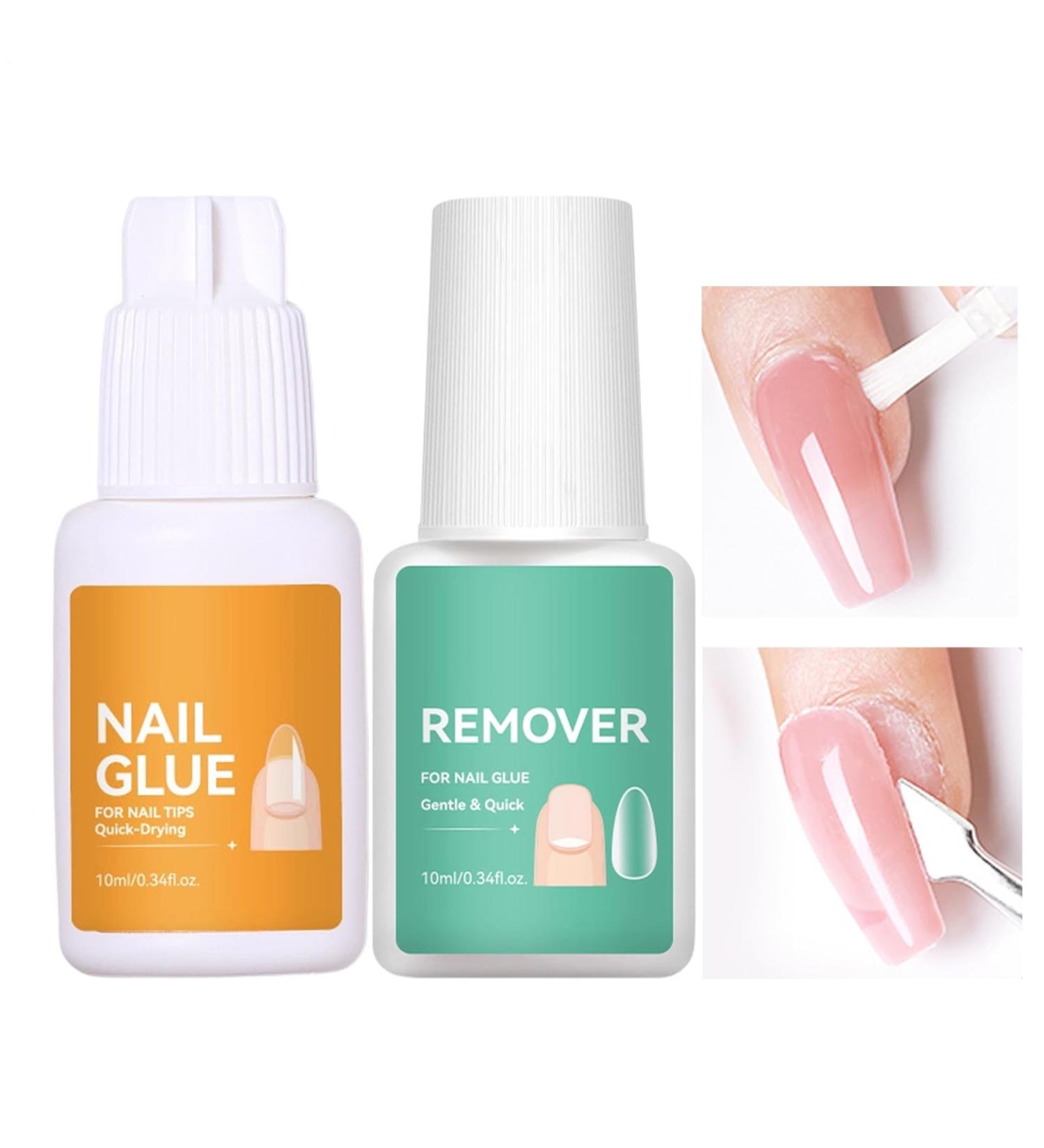  Peufcmi Nail Glue Remover for Pressed Nails Long-Lasting Strength and Quick Removal | Strong Hold Gel Nail Glue with Remover | For Women and Girls Beginners Daily Use and Travel - Buy Online on GoSupps.com