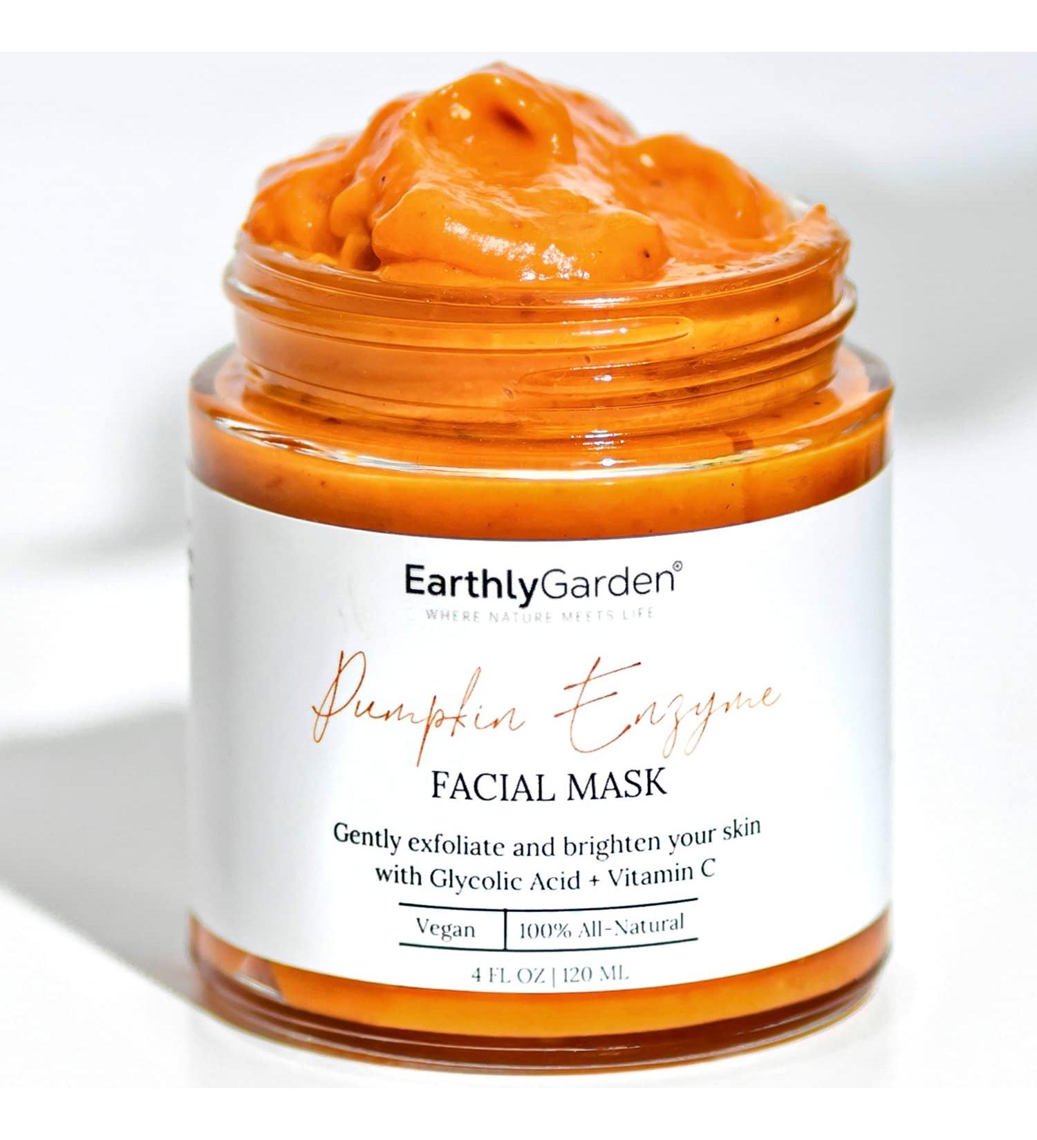 EarthlyGarden Pumpkin Enzyme Face Mask - Vegan, Cruelty-Free, Cleanse, Exfoliate, Moisturize & Hydrate, Brighten Dull Skin + Dark Spots - 4oz - For All Skin Types - Buy Online on GoSupps.com