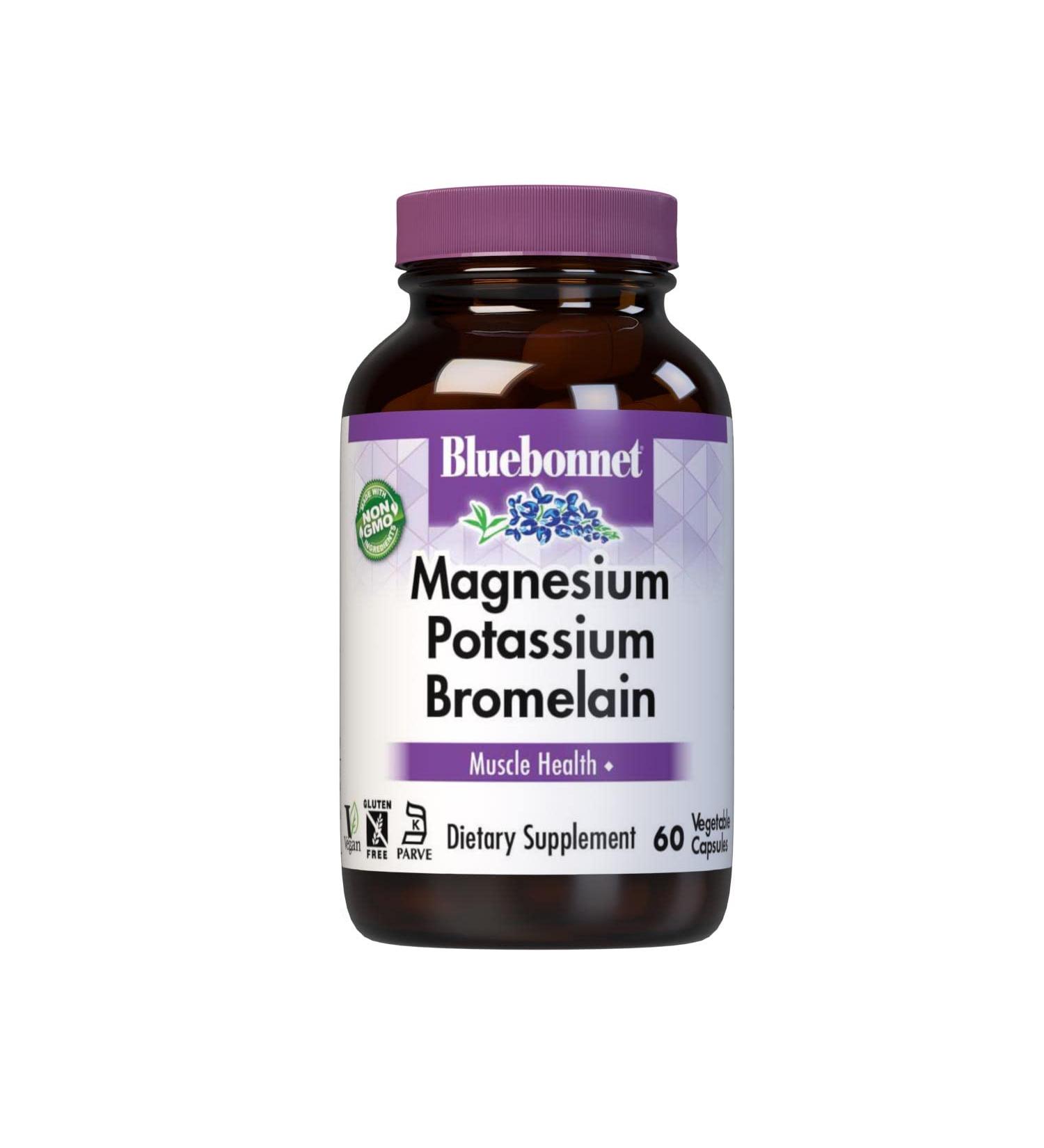 BlueBonnet Magnesium Potassium Plus Bromelain Vegetarian Capsules - 60 Count - Buy Online on GoSupps.com