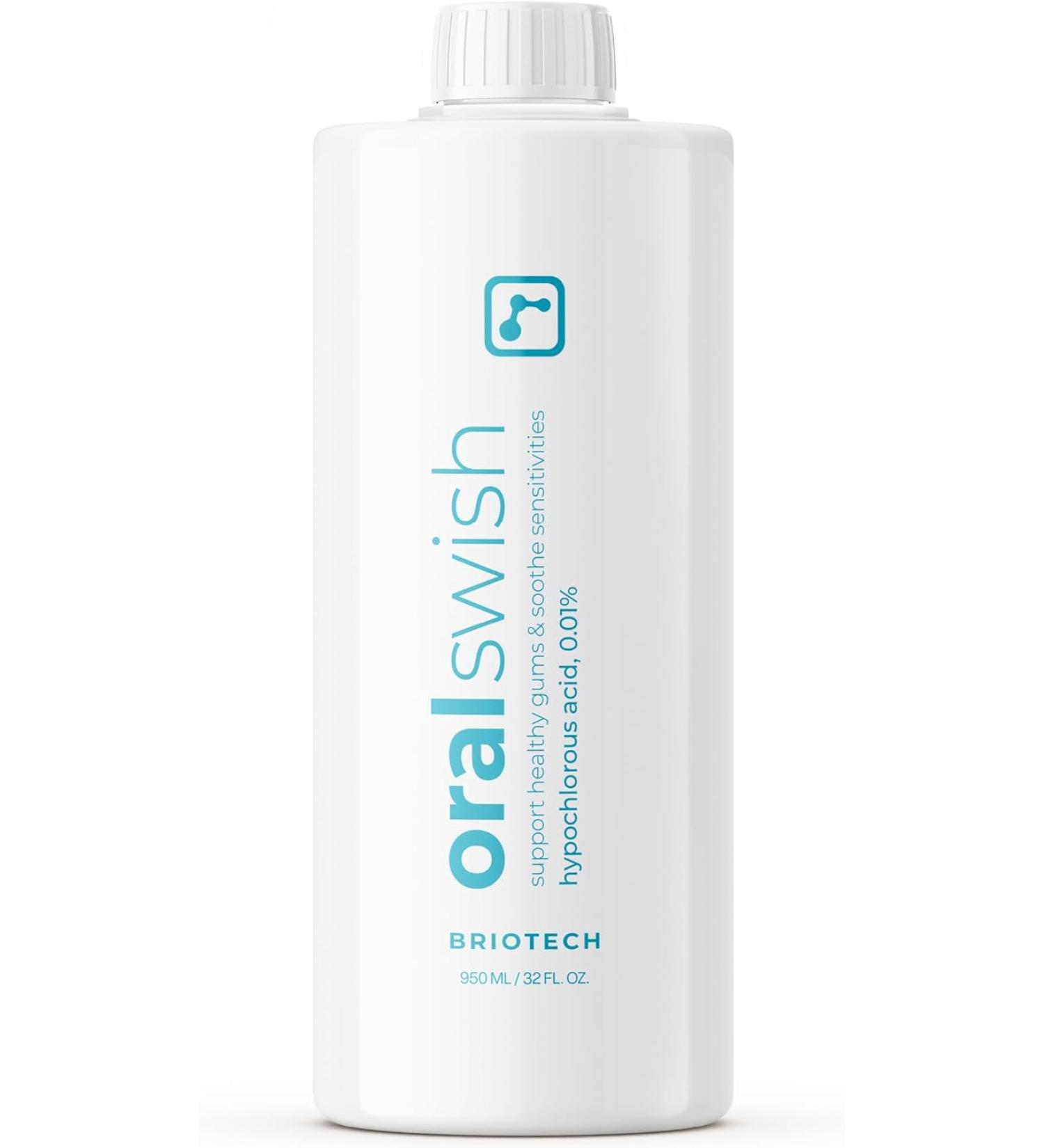BrioCare Oral Swish: Natural & Vegan Mouthwash Rinse - Fight Bad Breath & Gum Disease - Alcohol Free Hypochlorous by BRIOTECH (32 Fl Oz) - Buy Online on GoSupps.com
