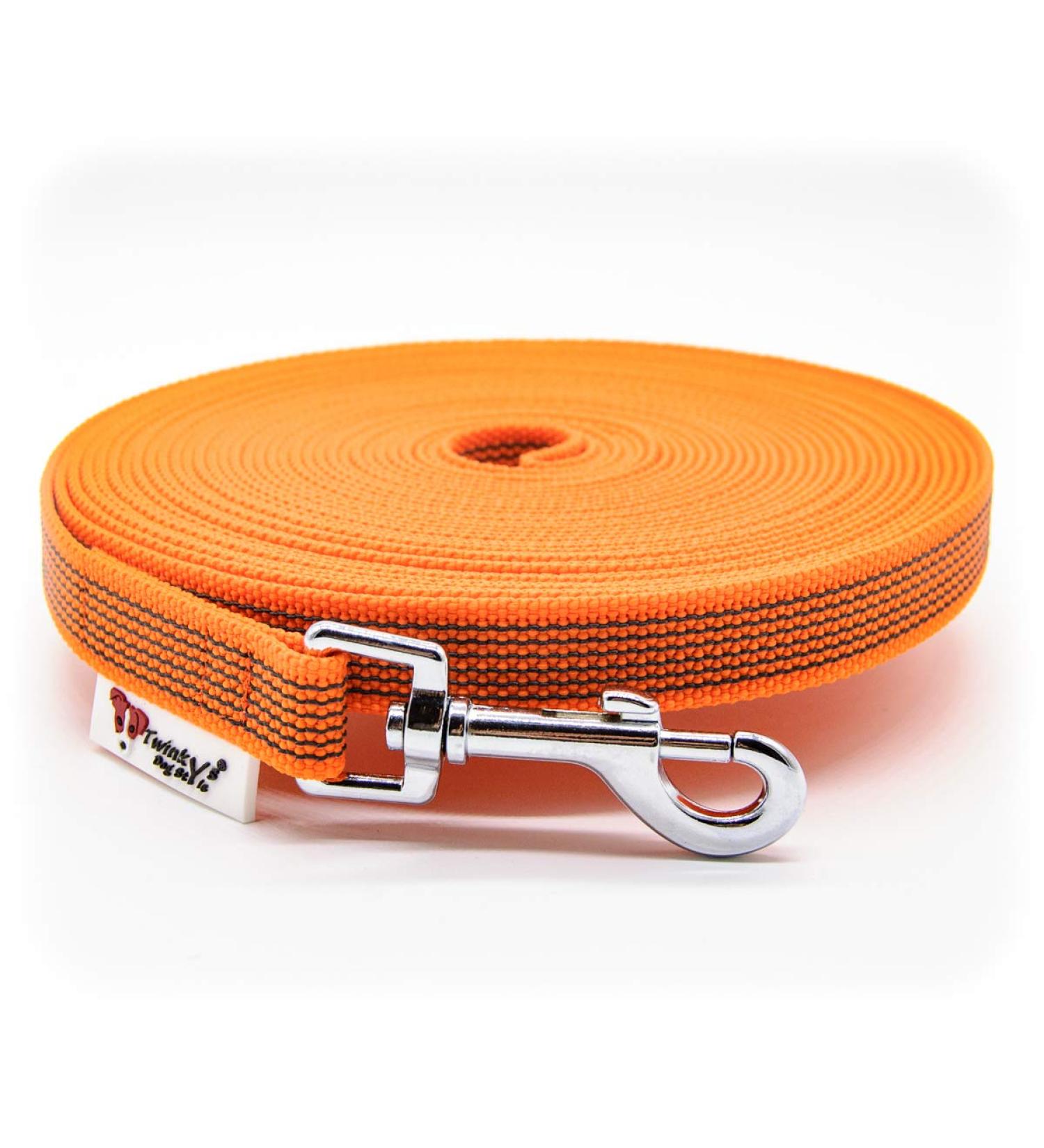 Twinkys Dog Style Tow Leash - 20mm Wide 40m Length Rubberized No Hand Loop - For Dogs Up to 50kg - Made in Germany - Orange - Buy Online on GoSupps.com