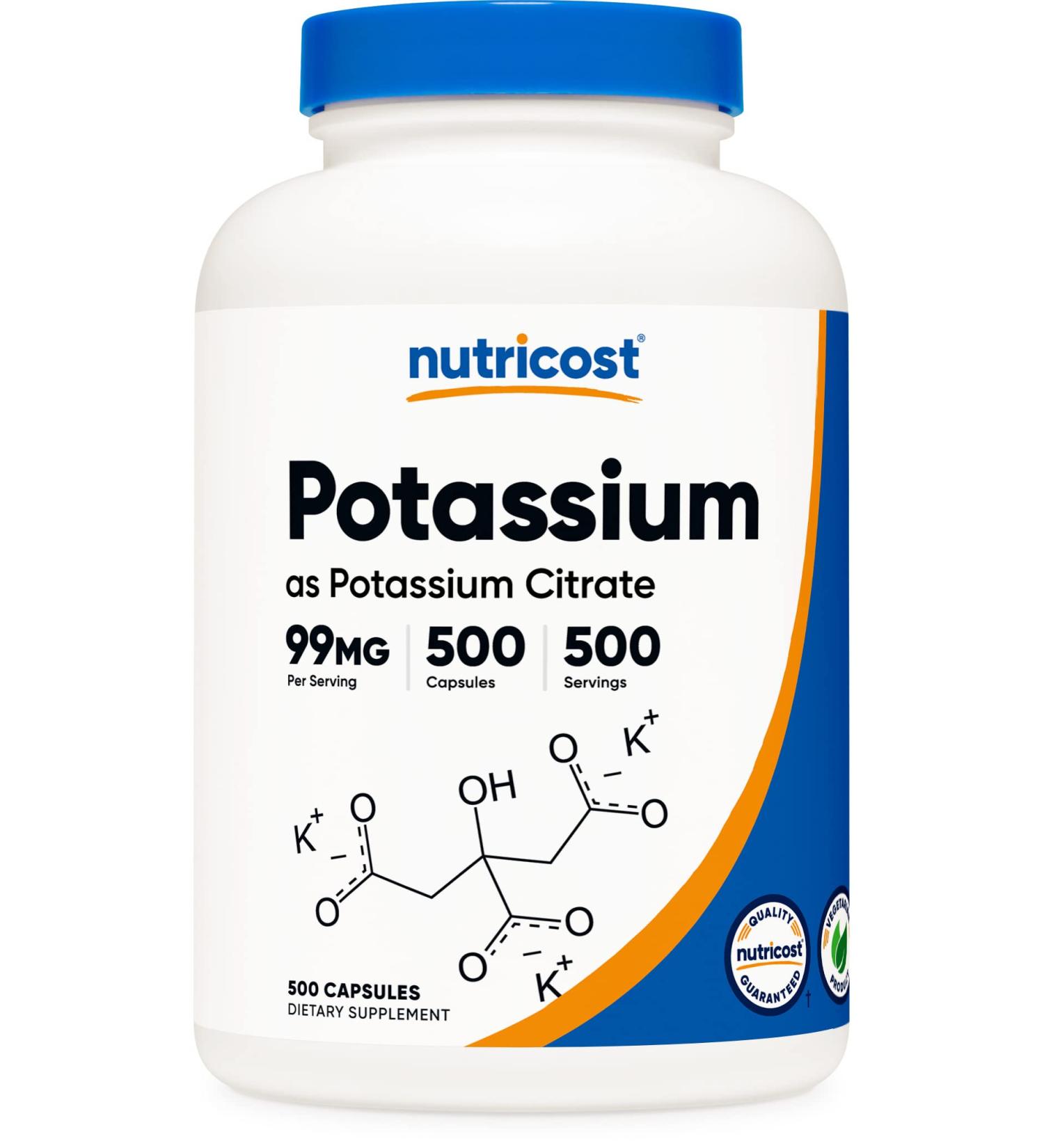 Nutricost Potassium Citrate 99mg - 500 Capsules - Buy Online on GoSupps.com