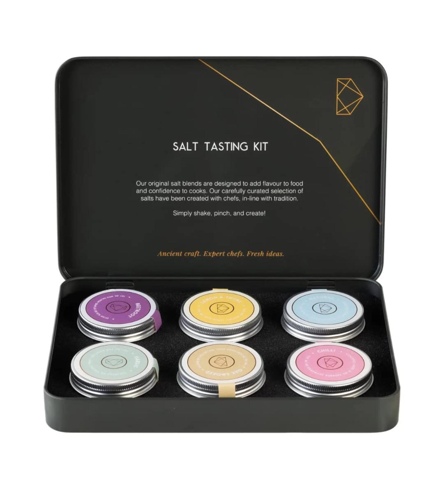Dorset Sea Salt Co - Flavoured Salt Tasting Kit (6x20g) - Chilli Oak Smoked Garlic Lemon & Thyme Beetroot & Natural Hand Harvested Sea Salt Flakes Perfect for Gifting - Buy Online on GoSupps.com