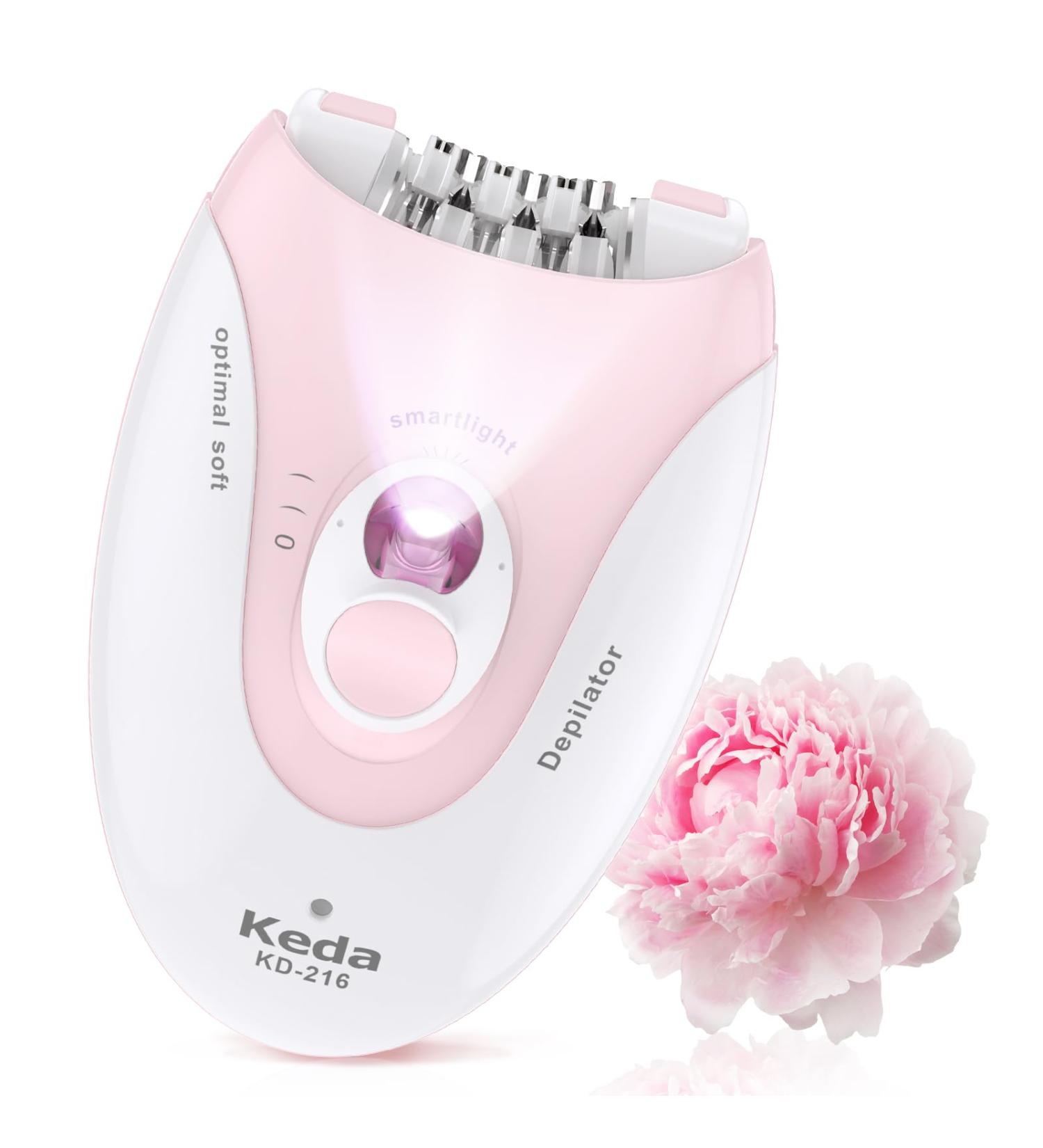 Wireless Electric Epilator for Women - LED Light Facial & Body Hair Remover | PinkQ-08 | Smooth Hair Removal for Armpit Bikini Legs - Buy Online on GoSupps.com