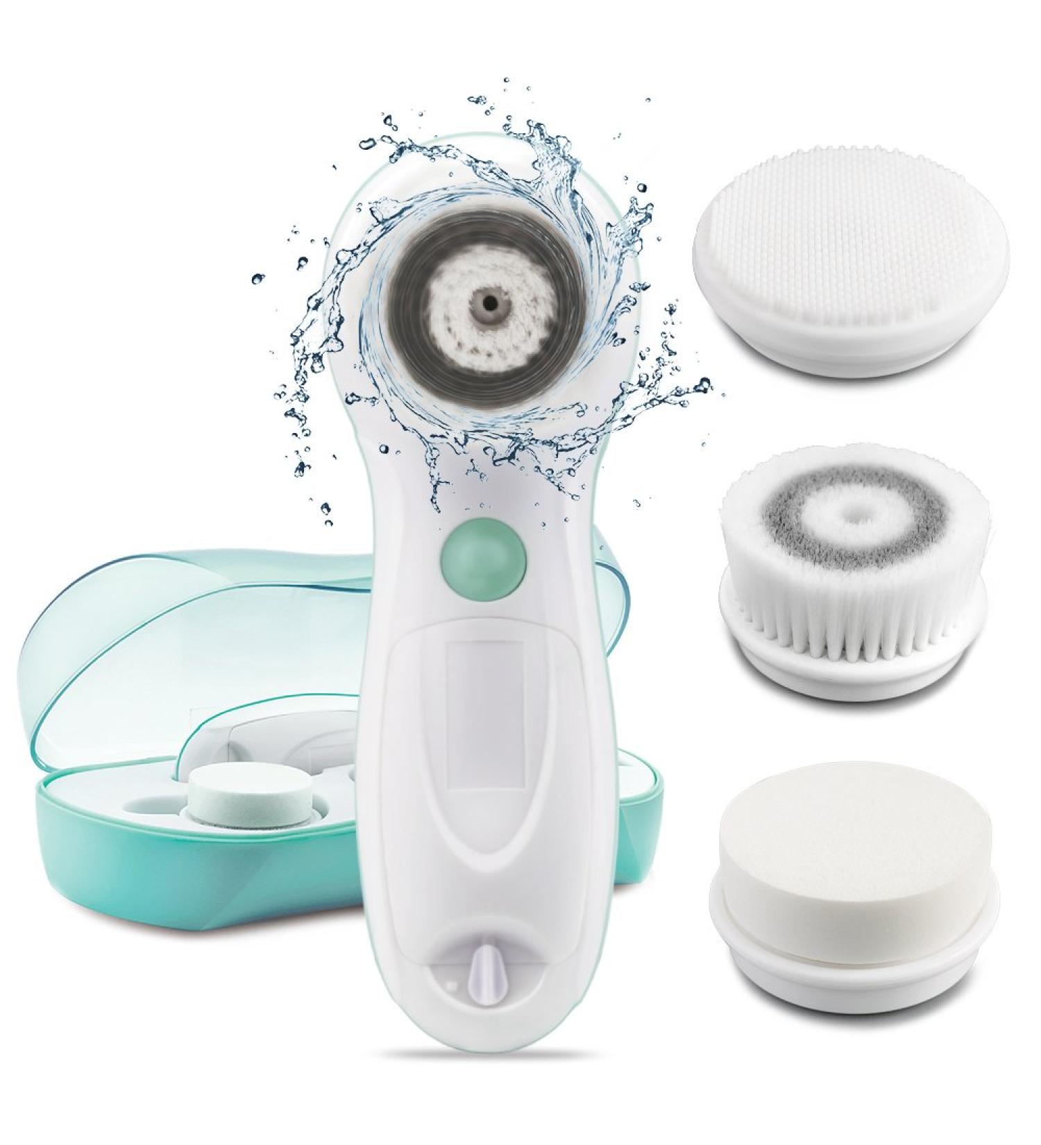 Touch Beauty Electric Facial Cleaning Brush Set - Waterproof with 3 Attachments | Gentle Exfoliation & Travel Case | 2 Speed Levels (Green) - Buy Online on GoSupps.com
