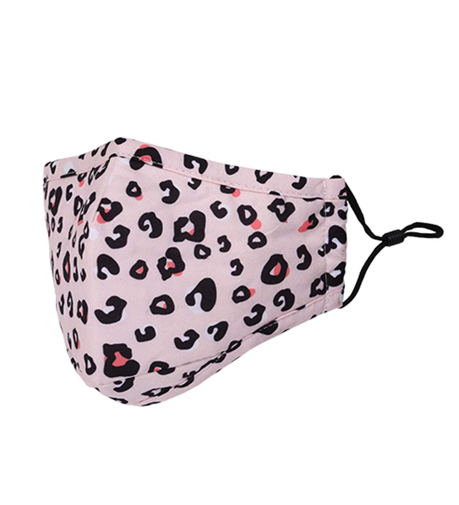 Washable Reusable 3-Layer Cotton Cloth Mask - White Leopard Print - One Size Fits Most - Eco-Friendly & Comfortable - Buy Online on GoSupps.com