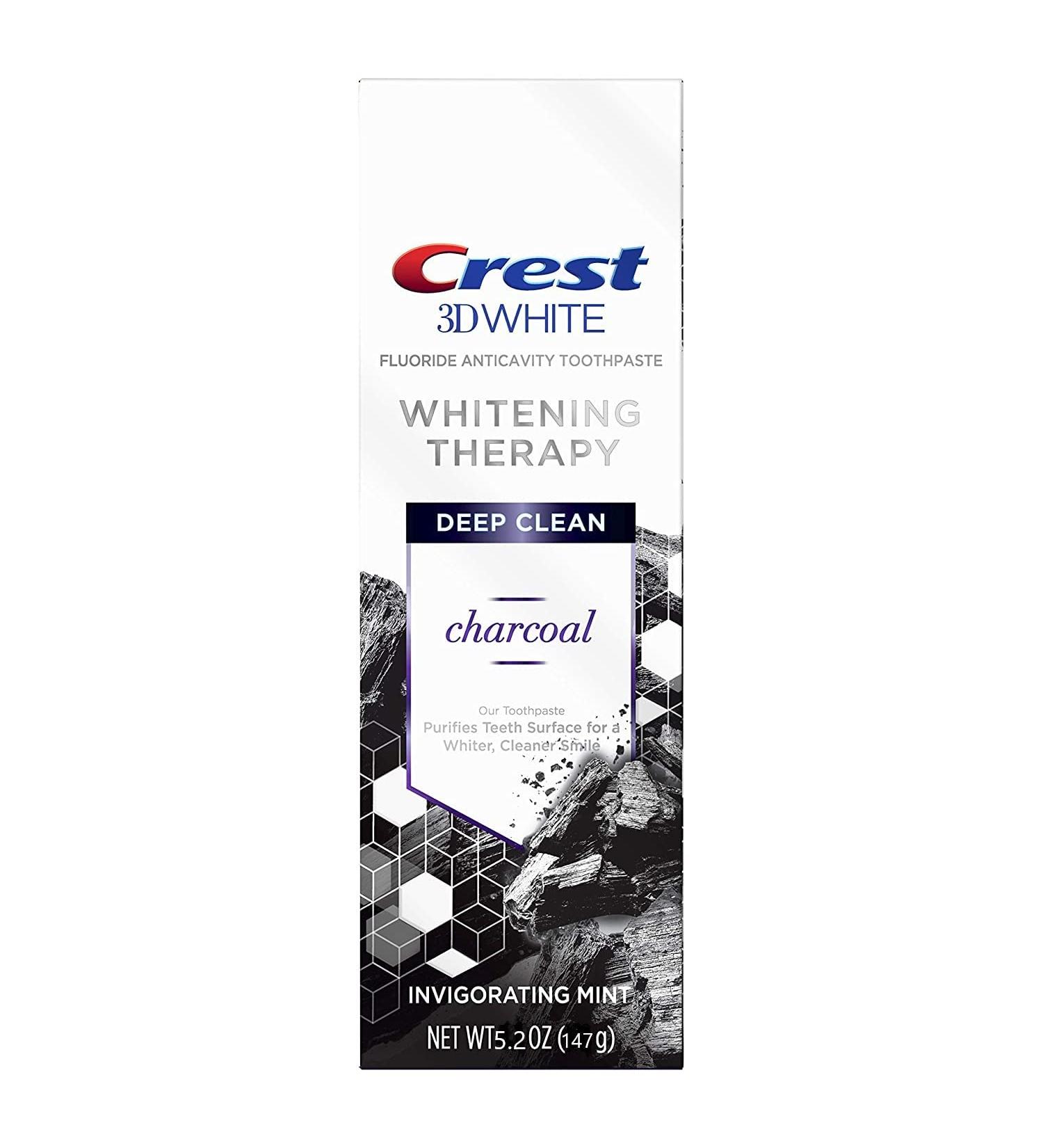 Crest Charcoal 3D White Whitening Therapy Toothpaste - 5.2oz Invigorating Mint with Fluoride - Buy Online on GoSupps.com