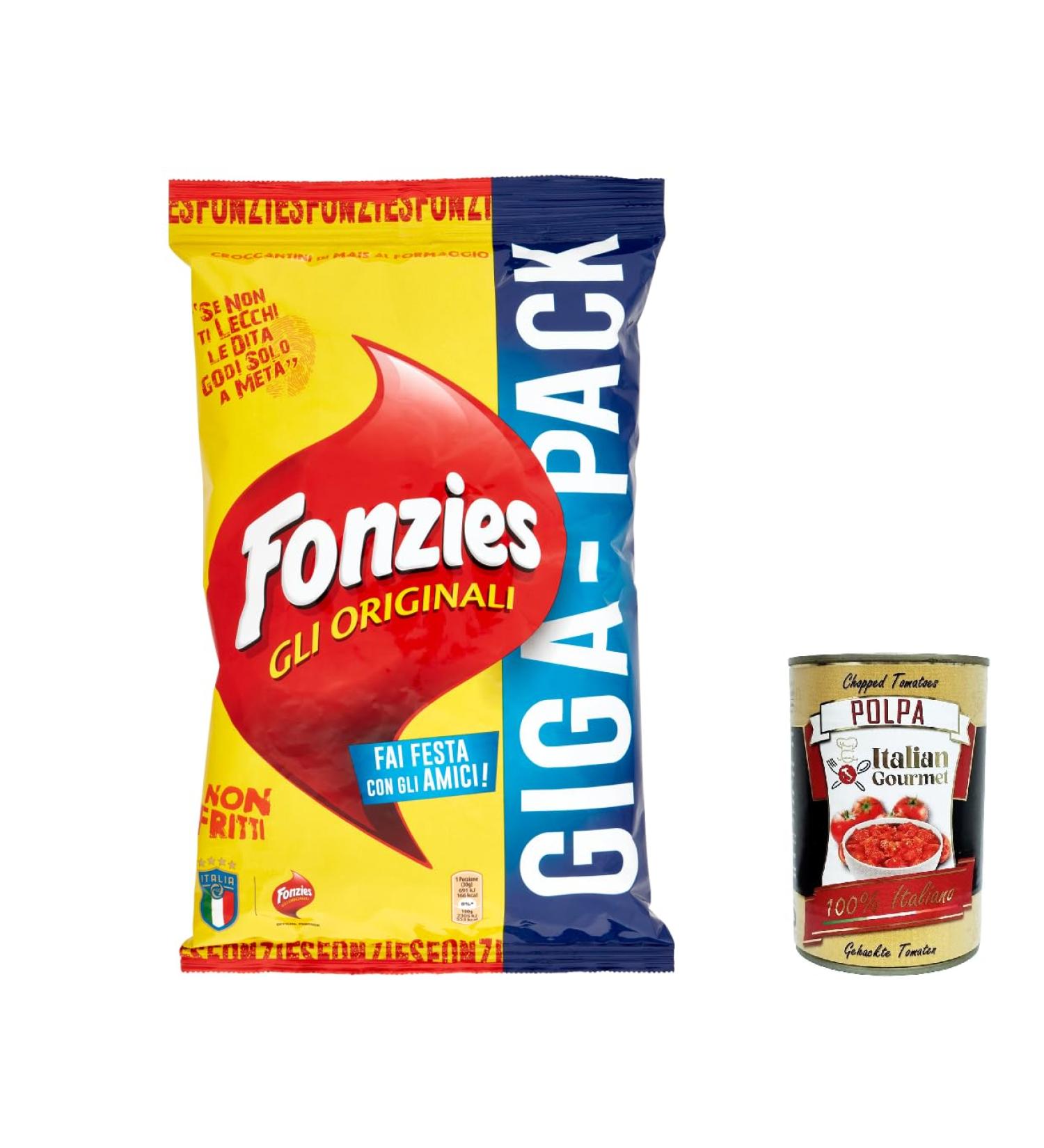  Italian Gourmet E.R. 3 x The Original Fonzies Corn Croccantini with Cheese Baked Pancake Chips 280g + Itlaian Gourmet Pulp 400g - Buy Online on GoSupps.com