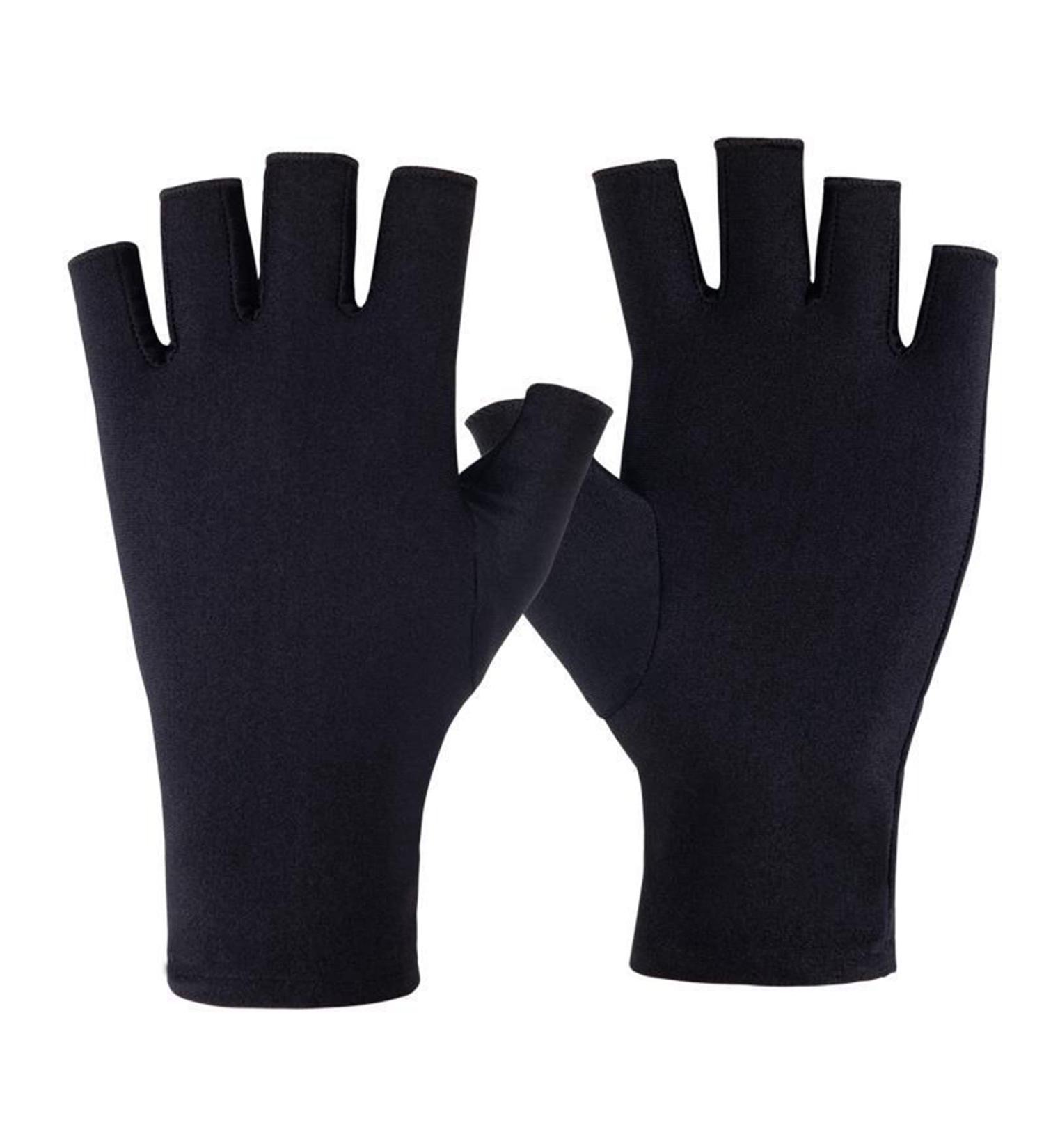 SONGQEE Anti-UV Gel Nail Lamp Gloves - Manicure Protection for Hands | Fingerless Nail Art Skin Care Gloves for Home & Outdoor Use - Black - Buy Online on GoSupps.com
