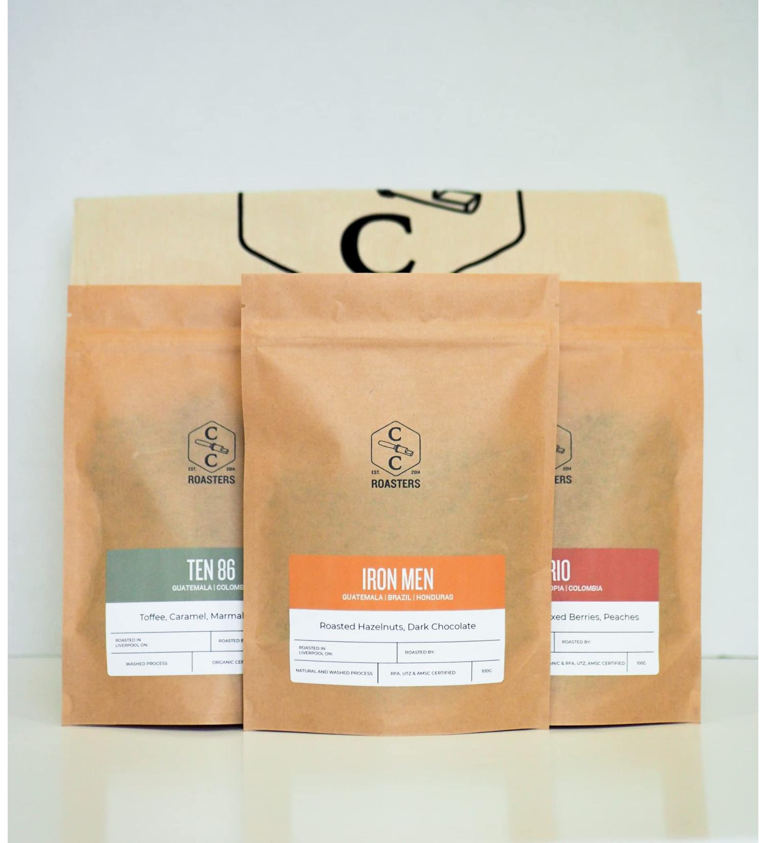 Crosby Coffee Roasters Blend Sample Box 100% Arabica Speciality Coffee - Freshly Roasted Whole Bean Medium Roast 3x100g