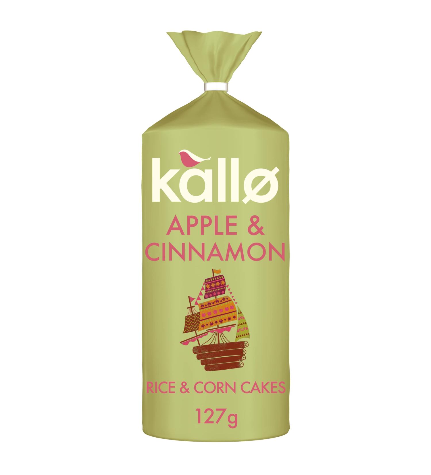 Kallo Apple & Cinnamon Wholegrain Rice & Corn Cakes 127g - Healthy Snack Option - Buy Online on GoSupps.com