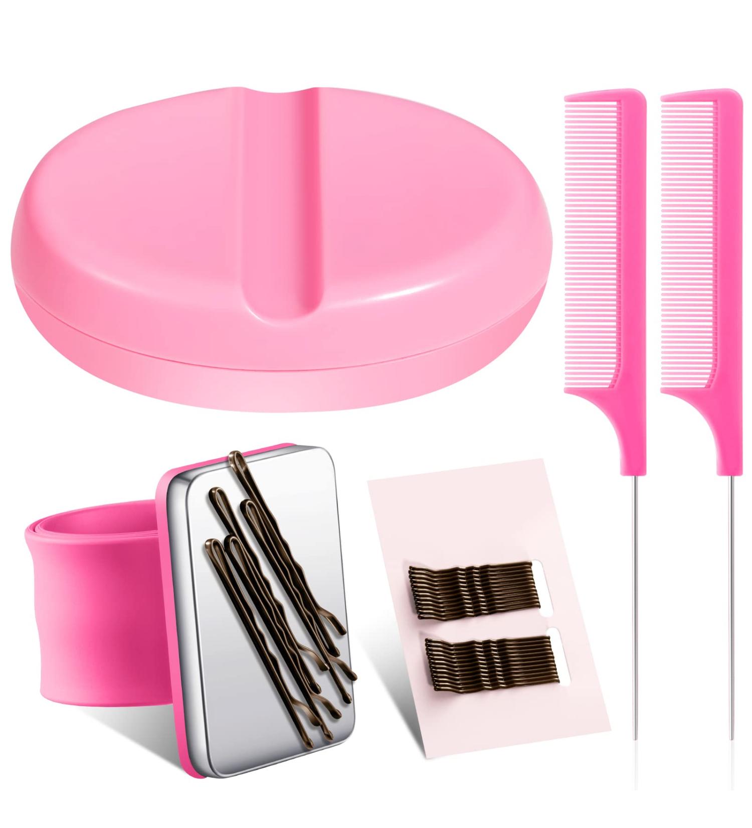 Inbagi Magnetic Bobby Pin Holder Set - Pink | Magnetic Hair Clip Organizer with Wrist Strap Bracelet, 2 Hair Combs, 30 Bobby Pins - Buy Online on GoSupps.com