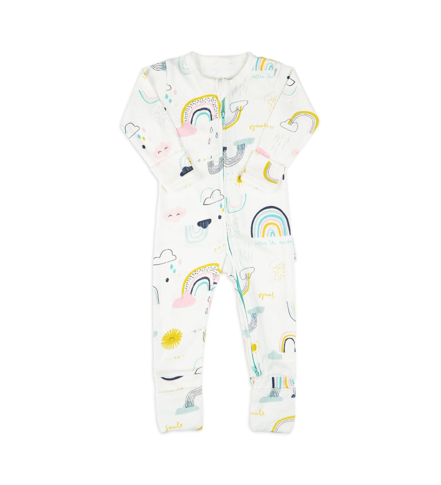 100% Cotton Two-Way Zipper Baby Sleepsuit Unisex Onesie Romper 0-3 Months Rainbow - Buy Online on GoSupps.com